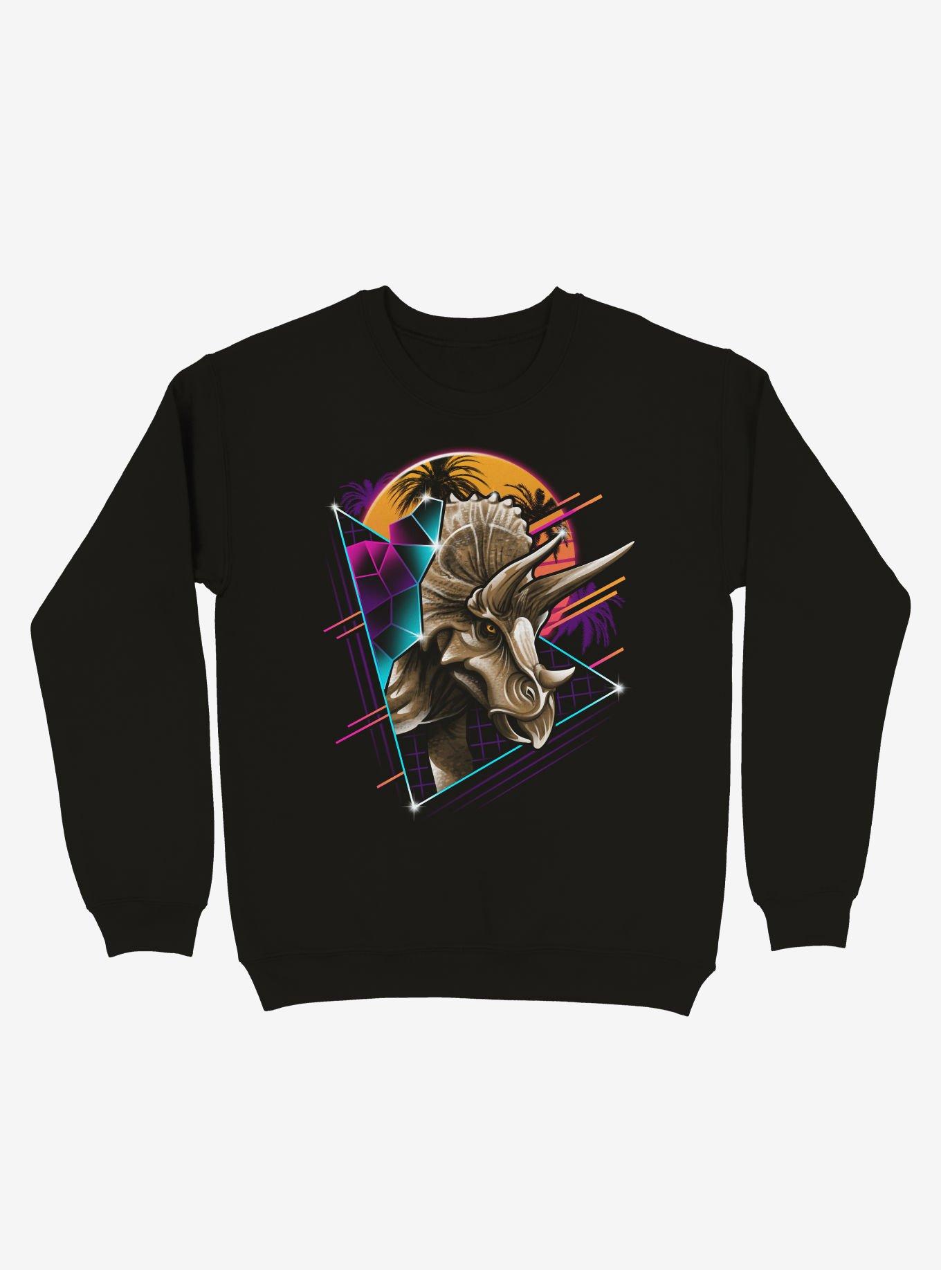 Rad Triceratops Sweatshirt, BLACK, hi-res