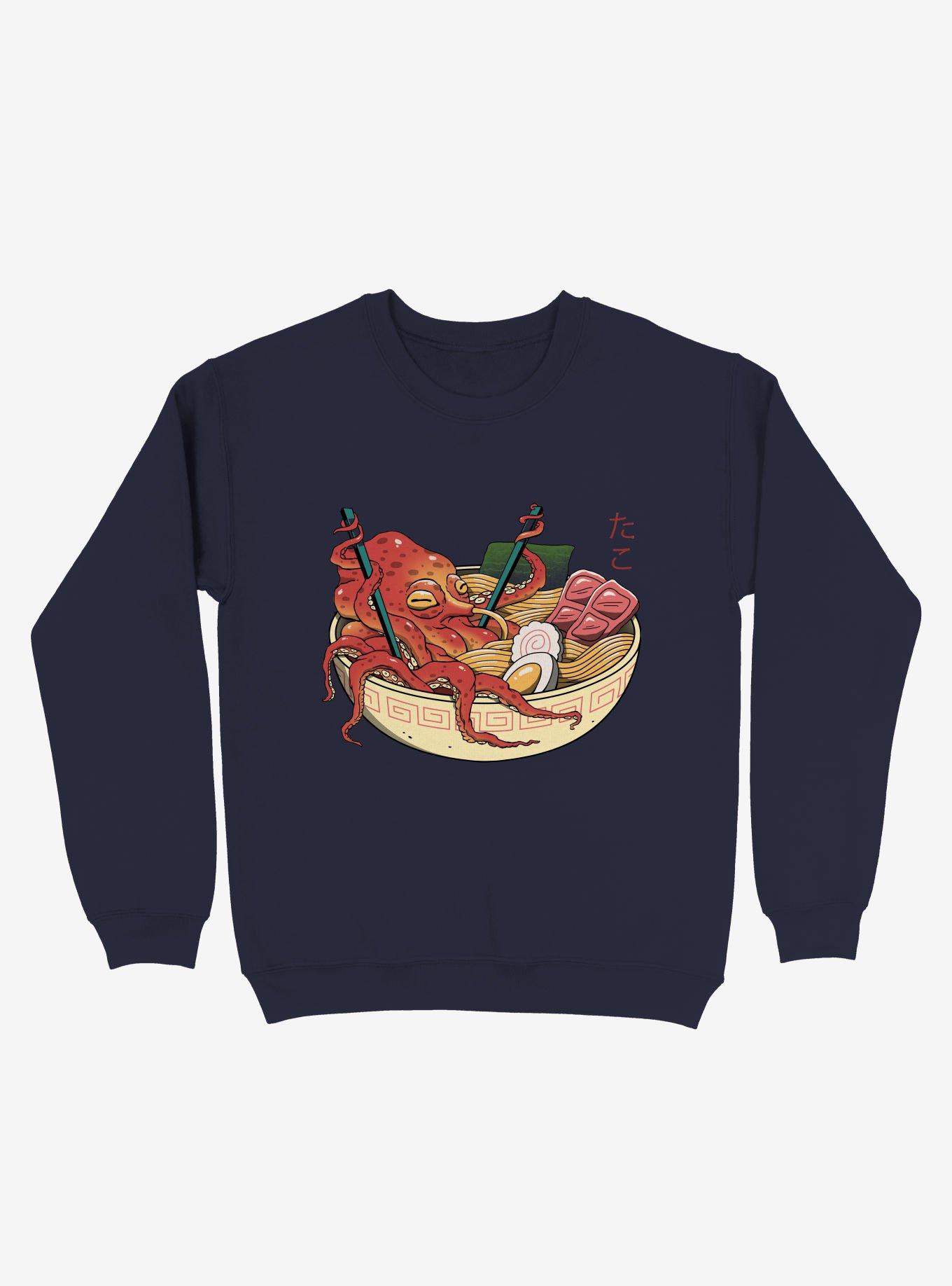 Octopus Tako Ramen Sweatshirt, NAVY, hi-res