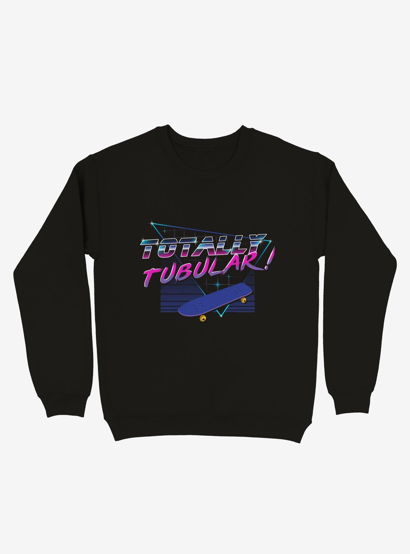 Totally Tubular Skateboard Vaporwave Sweatshirt, BLACK, hi-res