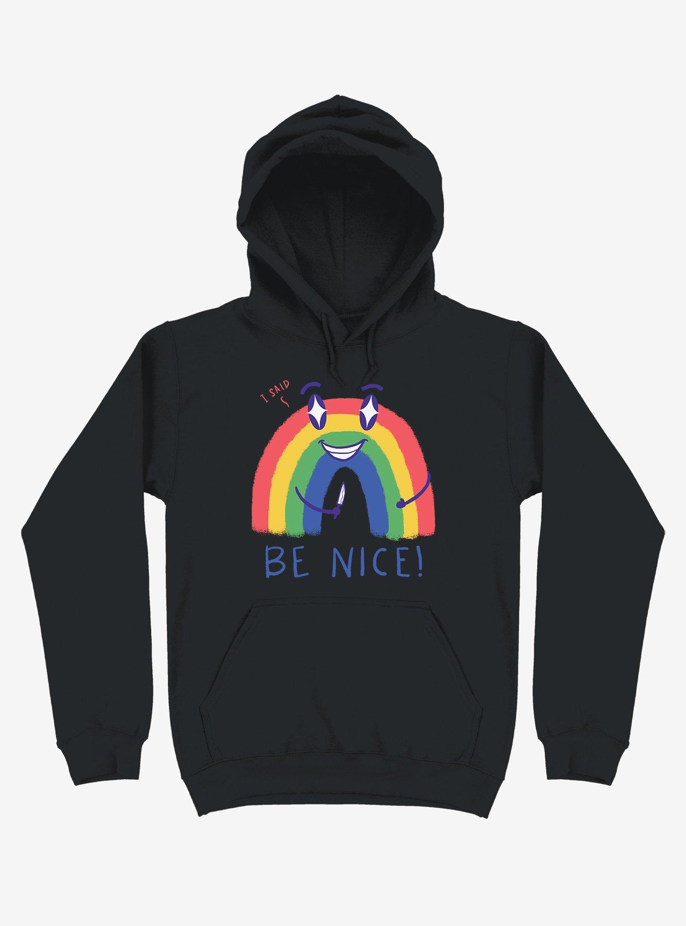 Rainbow Knife Be Nice 2.0 Black Hoodie, BLACK, hi-res