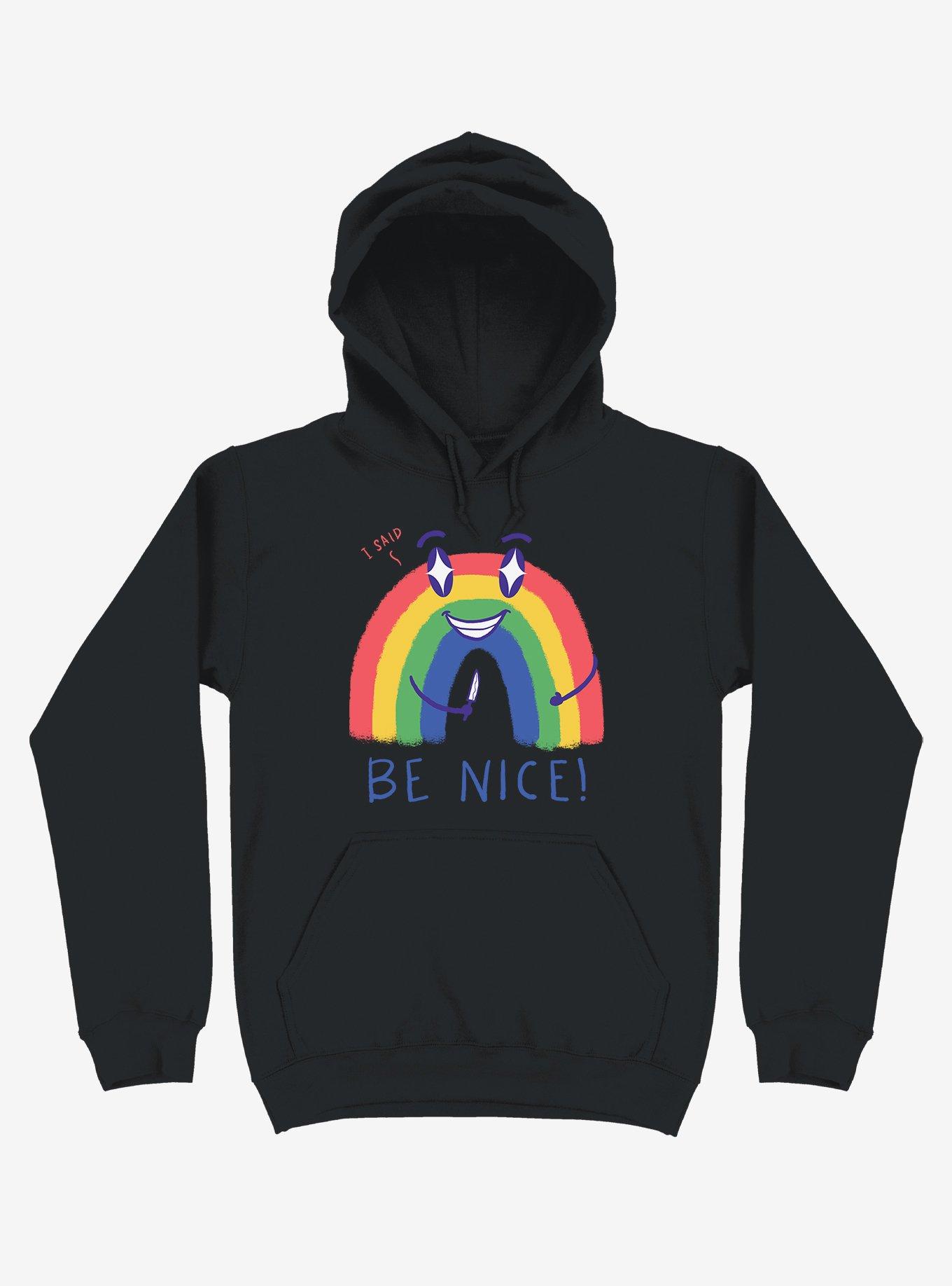 Rainbow Knife Be Nice 2.0 Black Hoodie, BLACK, hi-res