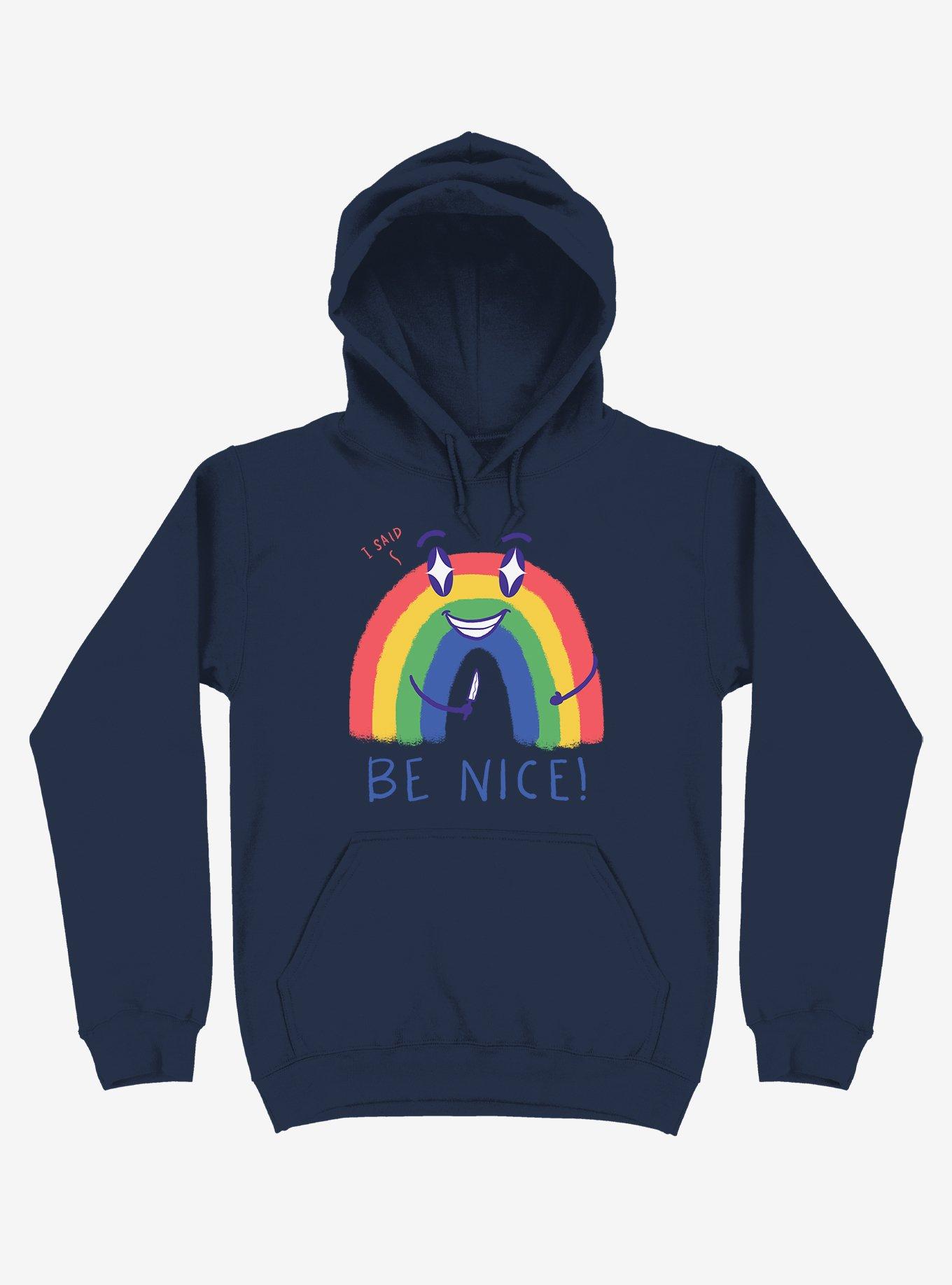 Rainbow Knife Be Nice 2.0 Navy Blue Hoodie, , hi-res