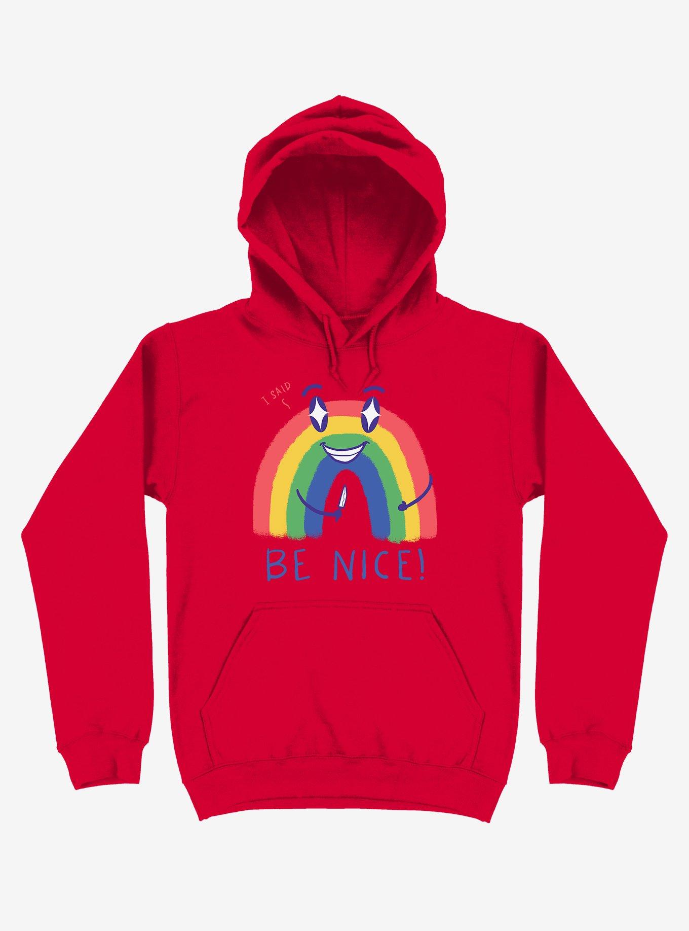 Rainbow Knife Be Nice 2.0 Red Hoodie, RED, hi-res