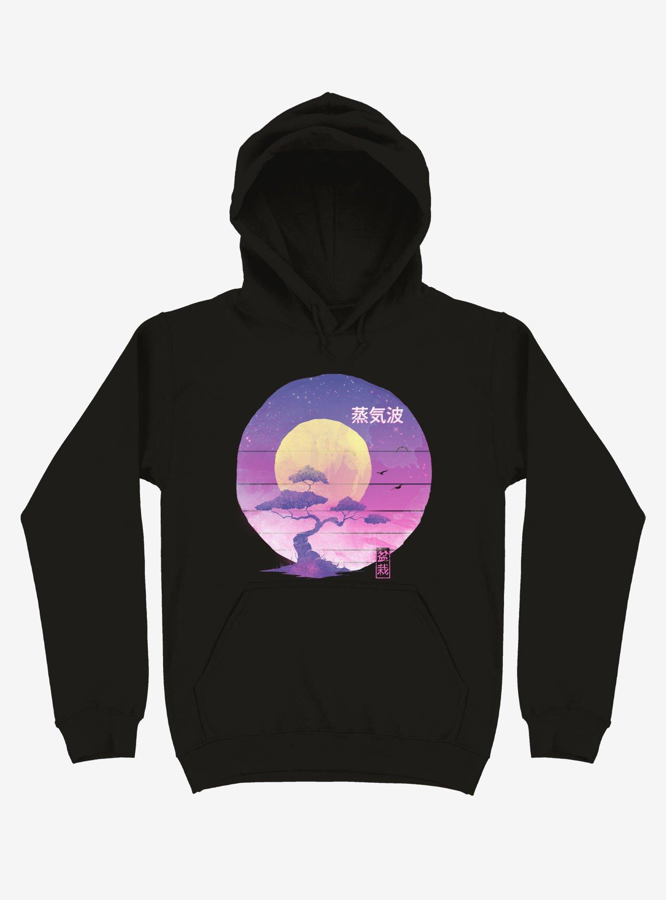 Neon Bonsai Wave Black Hoodie, BLACK, hi-res