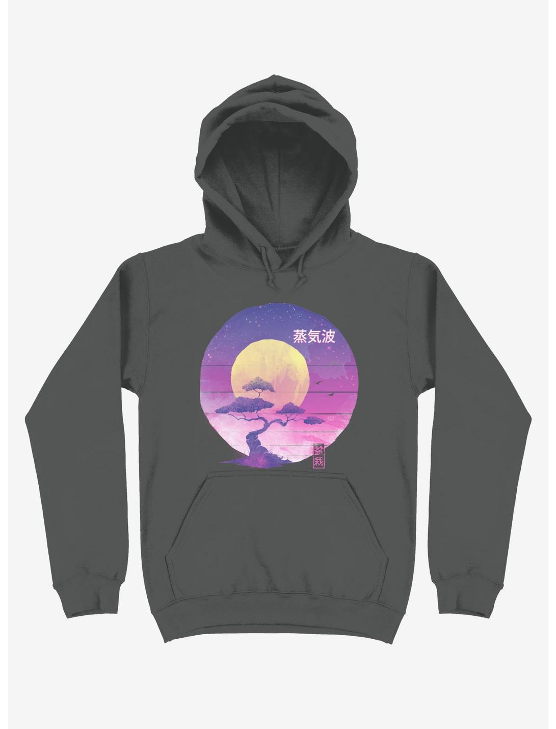 Neon Bonsai Wave Asphalt Grey Hoodie, ASPHALT, hi-res