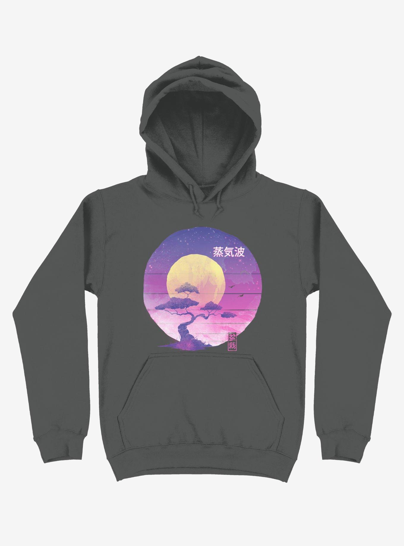 Neon Bonsai Wave Asphalt Grey Hoodie, ASPHALT, hi-res