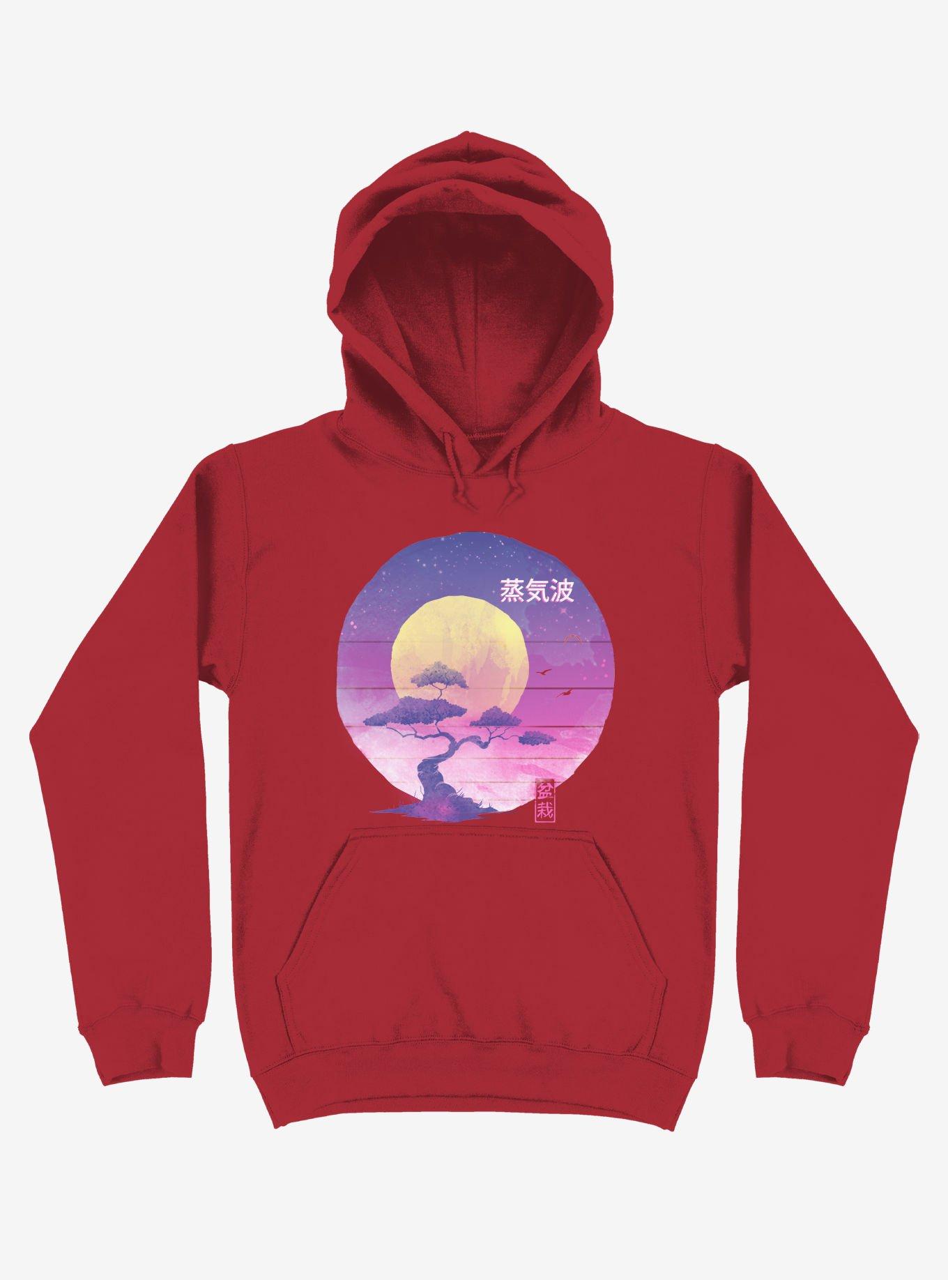 Neon Bonsai Wave Red Hoodie, RED, hi-res