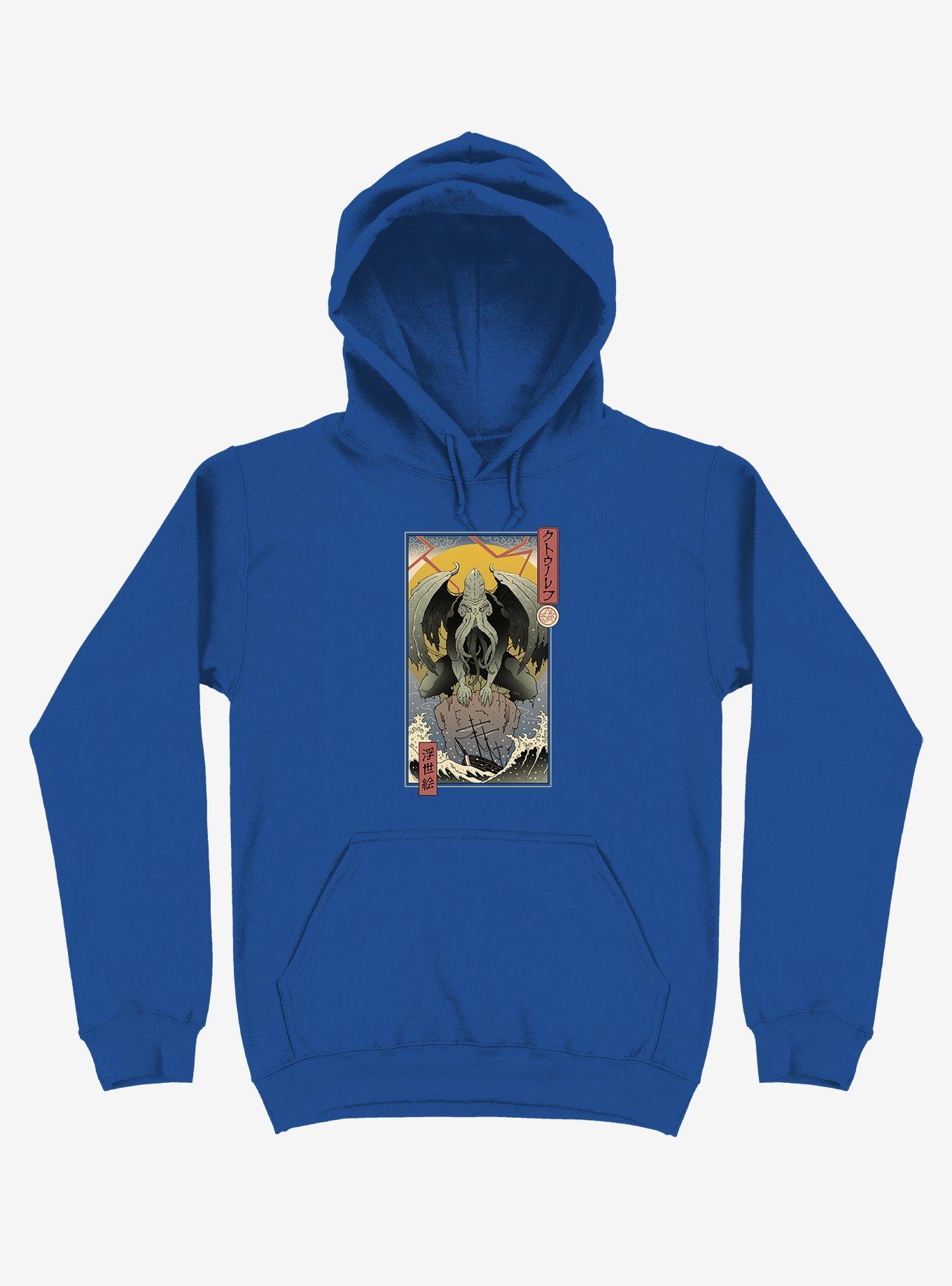 Ocean Cthulhu In Edo Royal Blue Hoodie, , hi-res