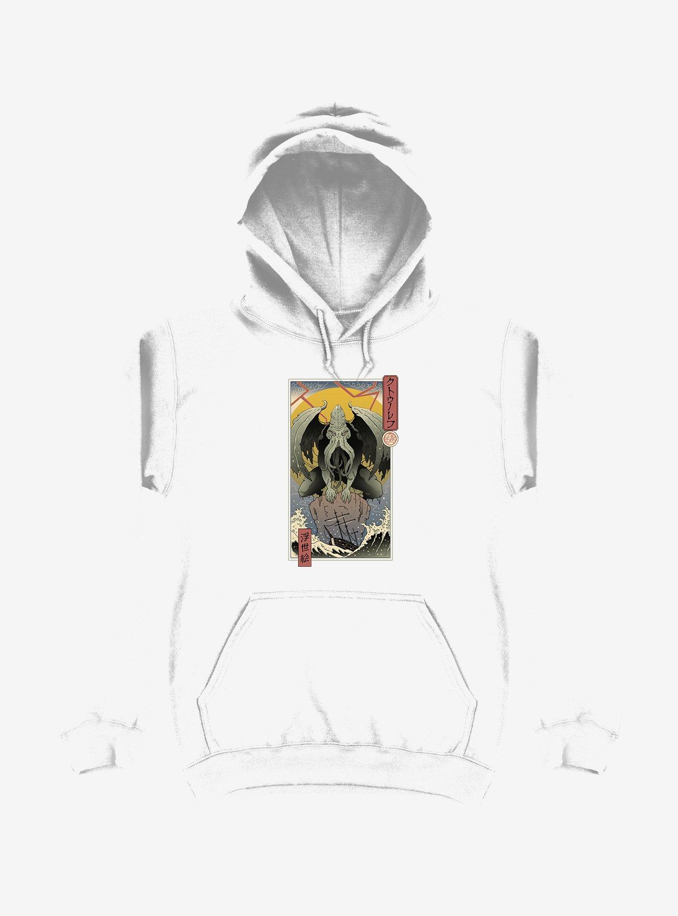 Ocean Cthulhu In Edo White Hoodie, WHITE, hi-res