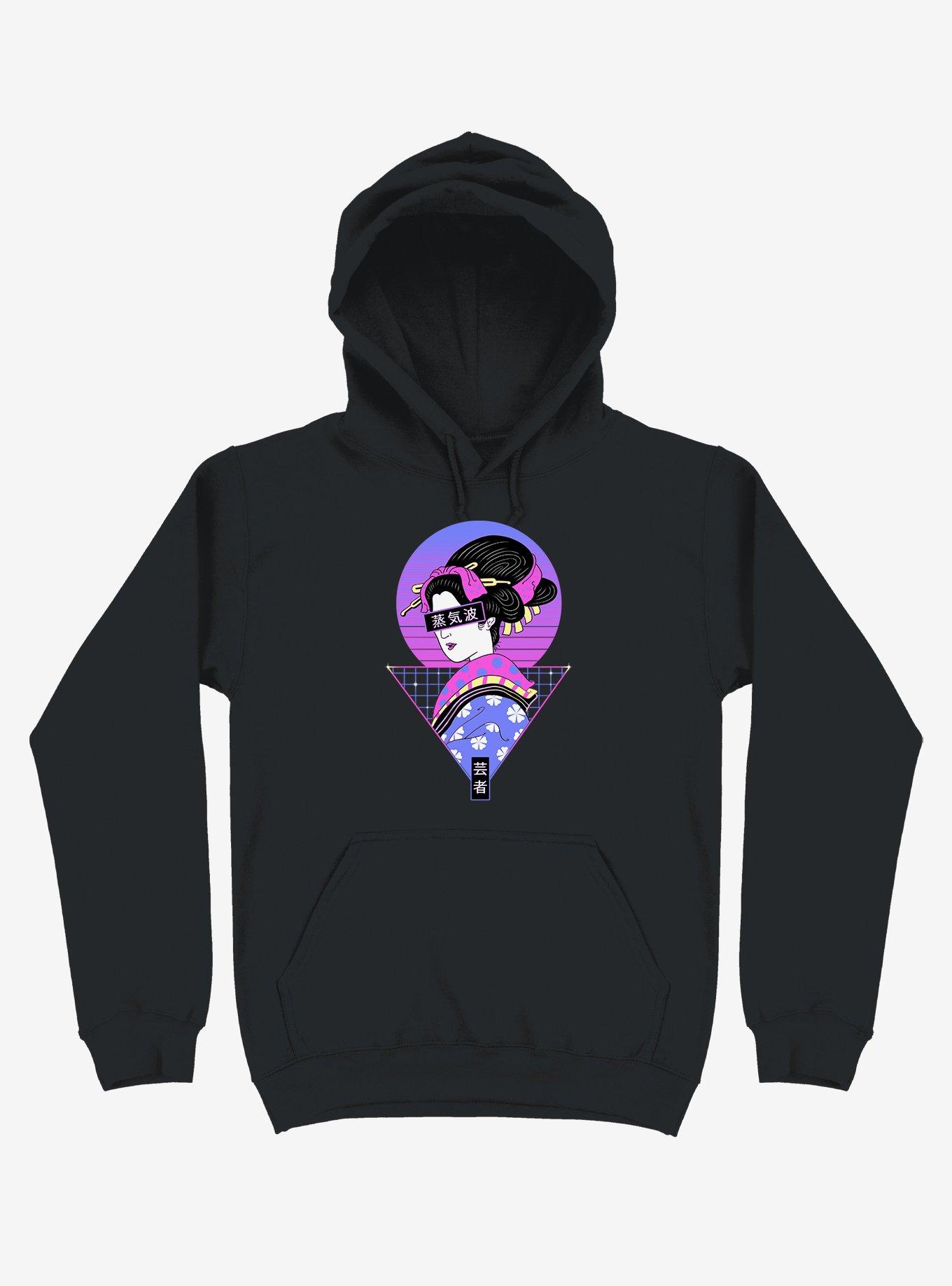 Neon Geisha Wave Black Hoodie, , hi-res