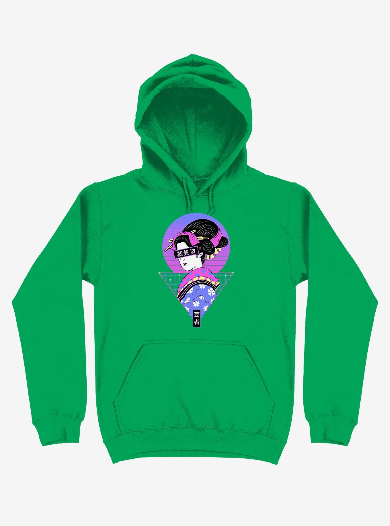 Neon Geisha Wave Kelly Green Hoodie, KELLY GREEN, hi-res