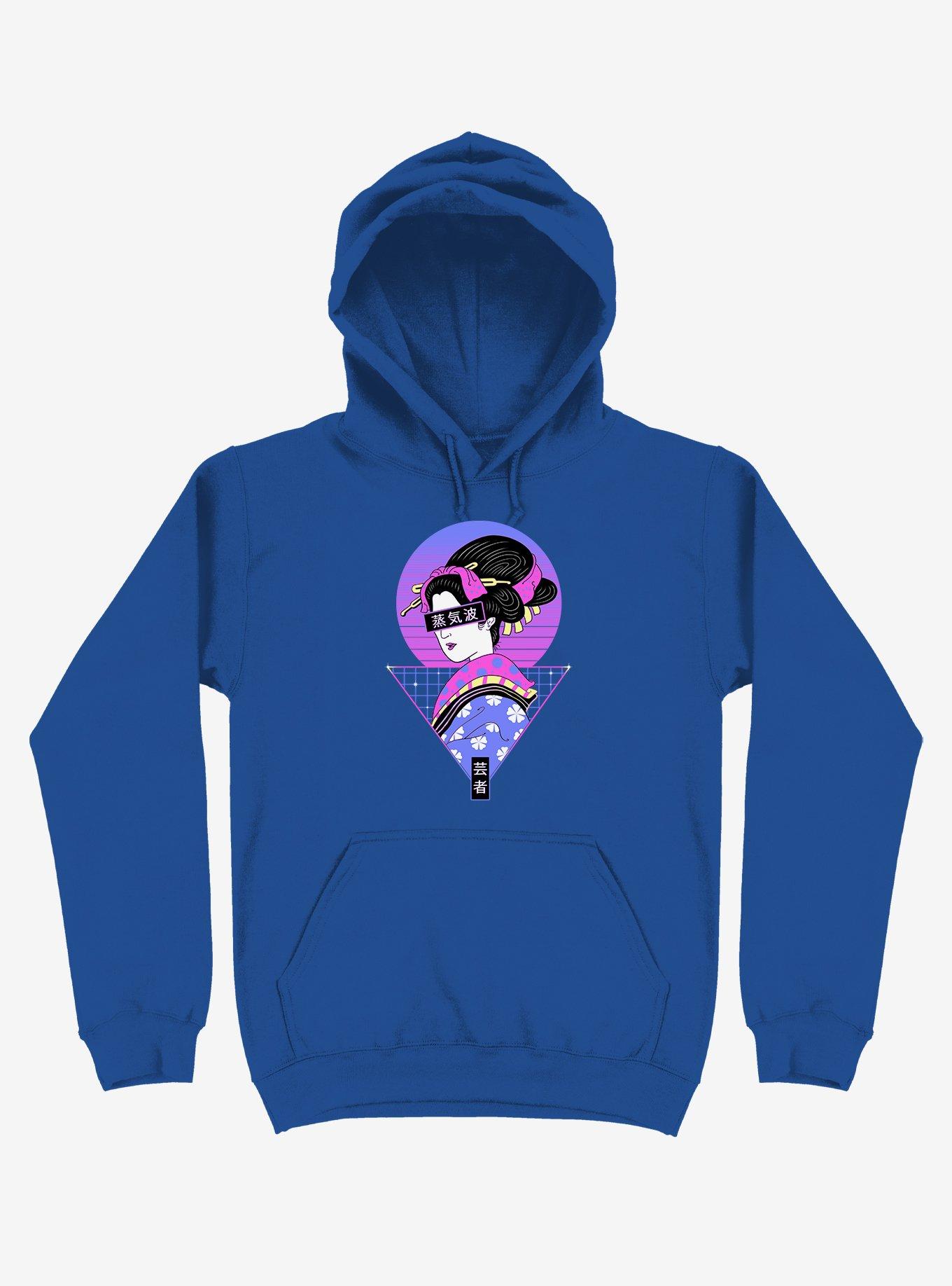 Neon Geisha Wave Royal Blue Hoodie, ROYAL, hi-res