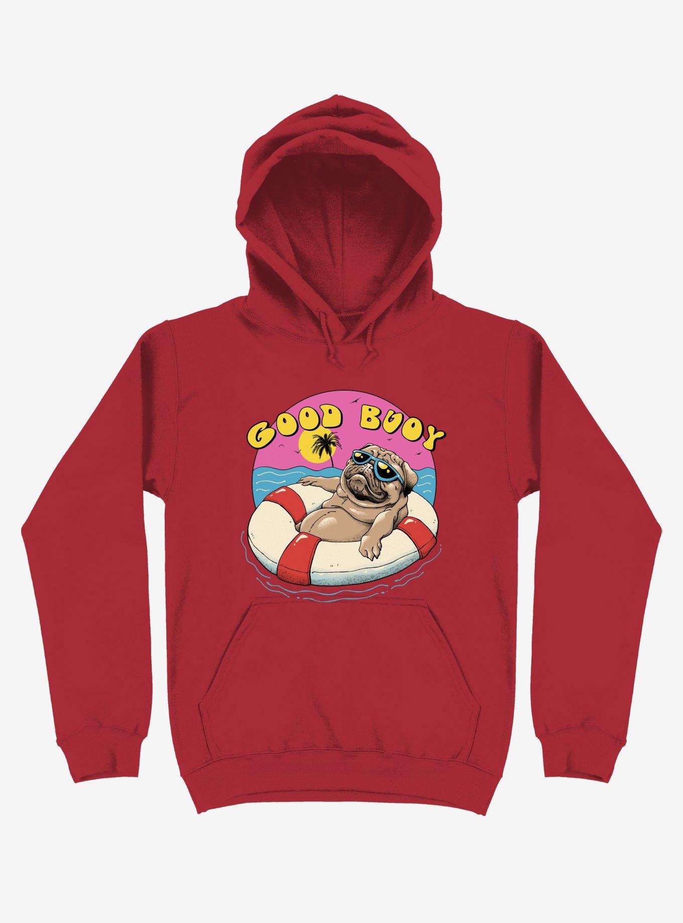 Ocean Pug Good Buoy! Red Hoodie, , hi-res