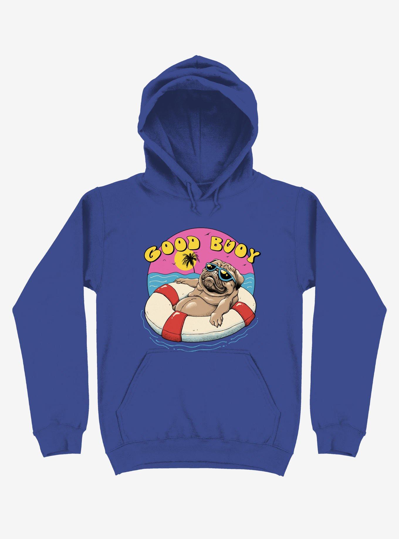 Ocean Pug Good Buoy! Royal Blue Hoodie, , hi-res
