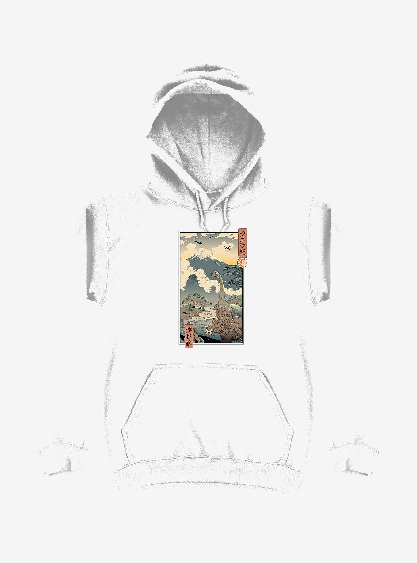 Dinosaurs Jurassic Ukiyo-e White Hoodie, , hi-res