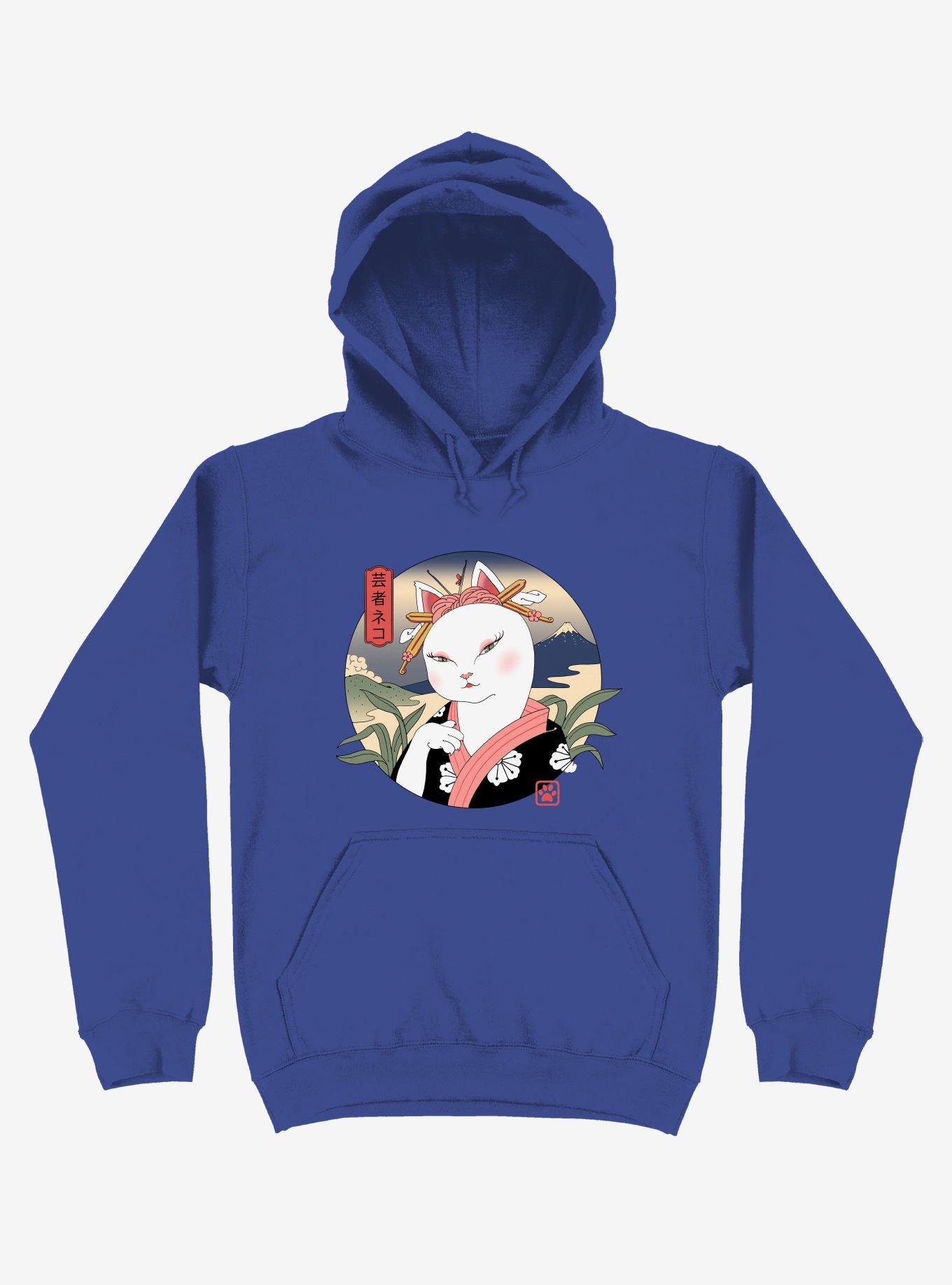 Cat Neko Geisha Royal Blue Hoodie, ROYAL, hi-res