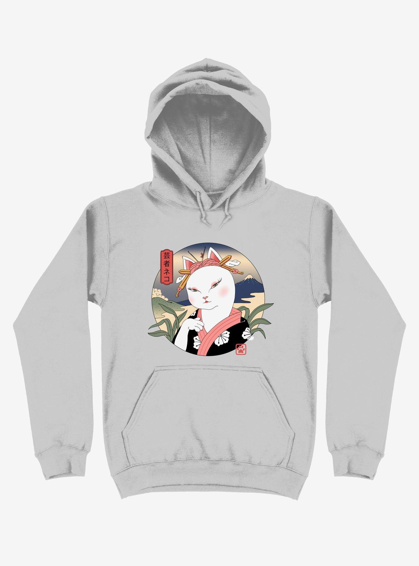 Cat Neko Geisha Silver Hoodie, , hi-res