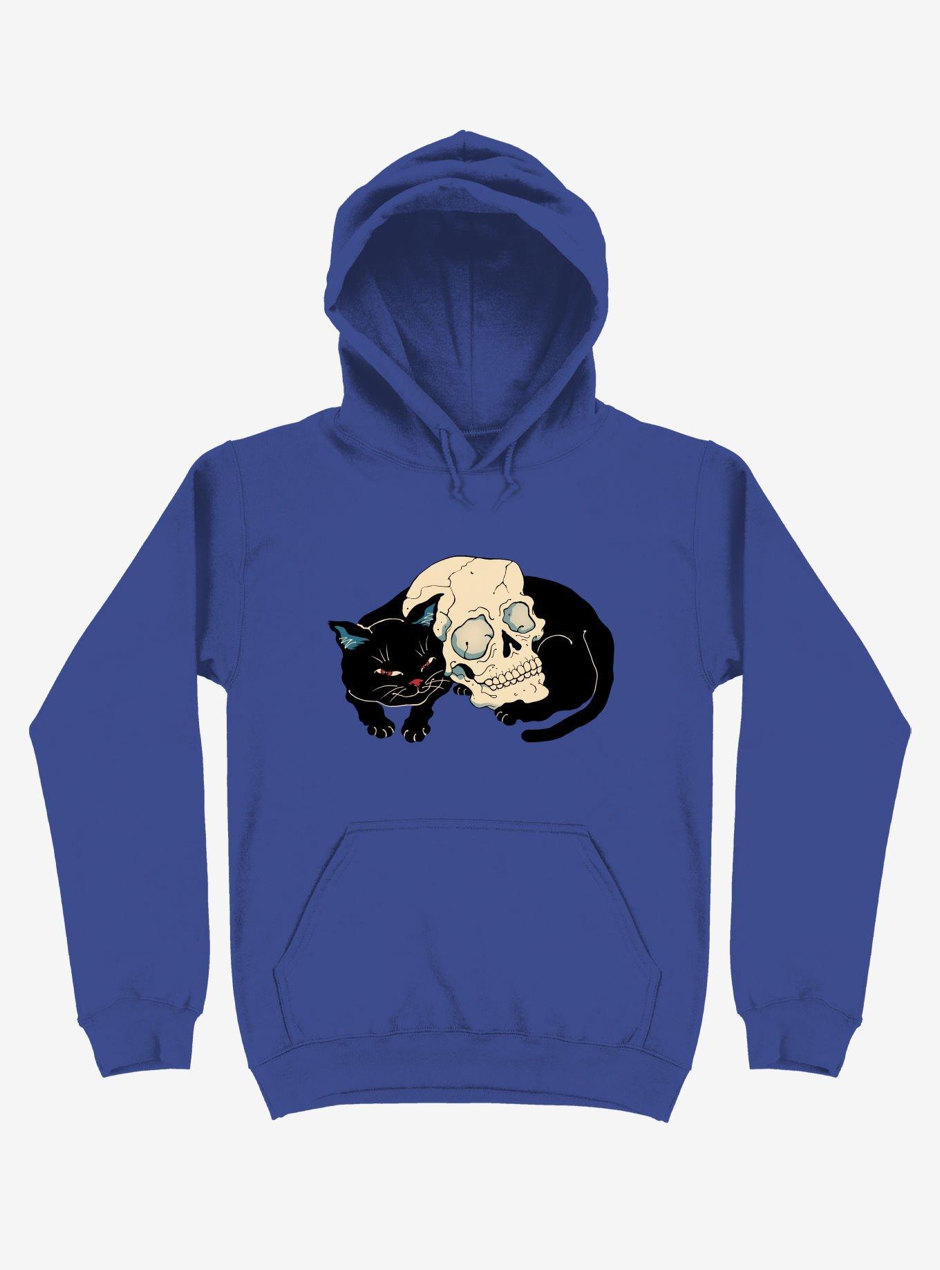 Cat Neko Skull Royal Blue Hoodie, ROYAL, hi-res