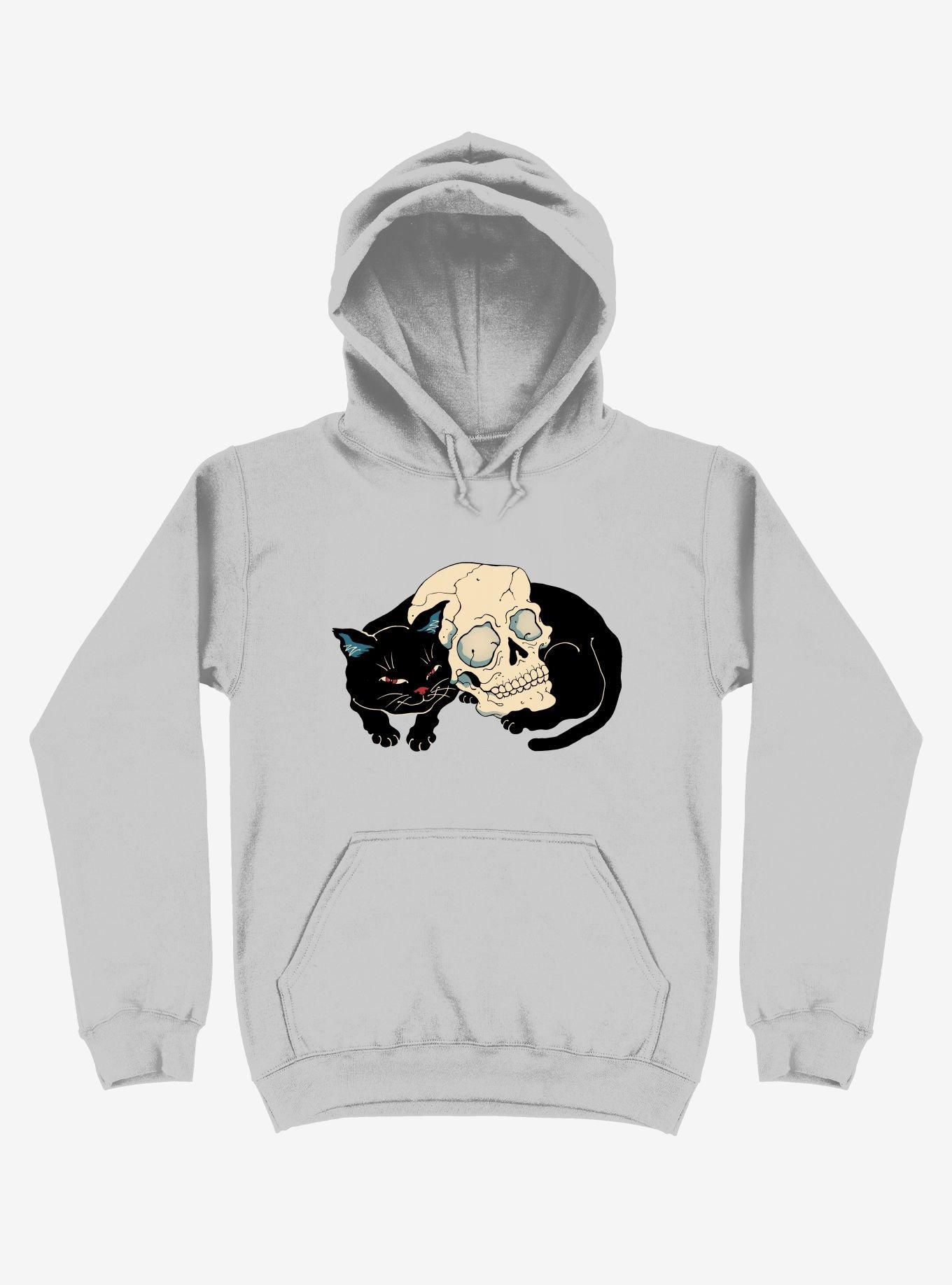 Cat Neko Skull Silver Hoodie