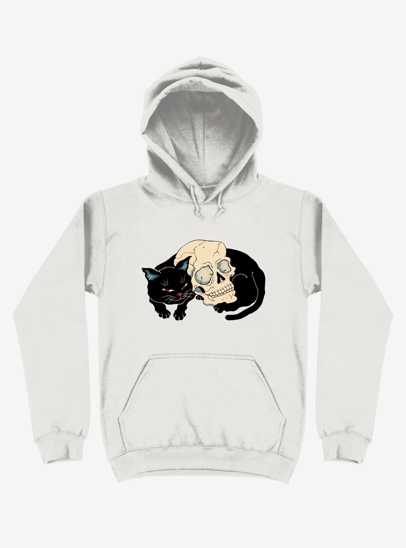 Cat Neko Skull White Hoodie