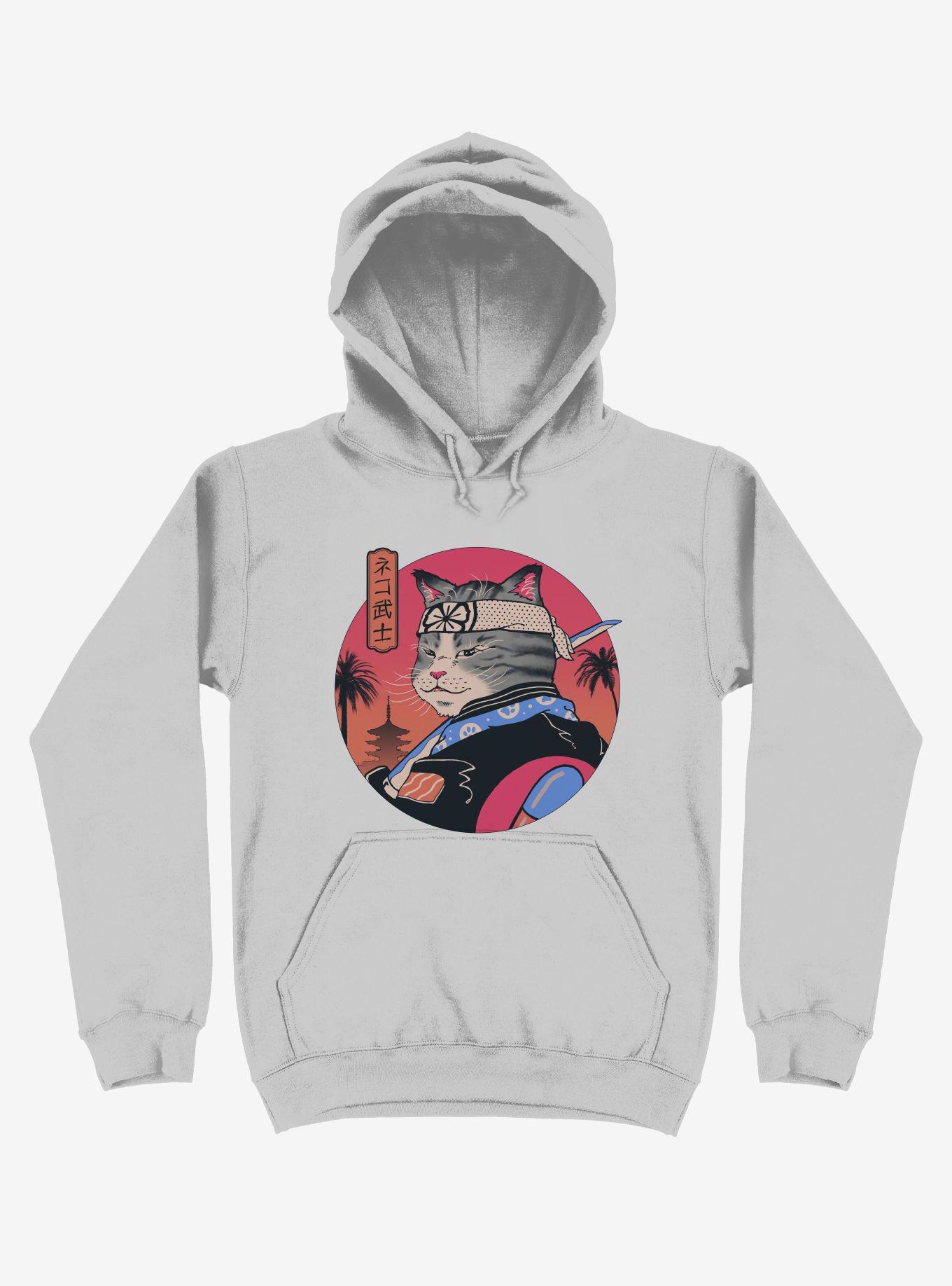 Samurai Cat Silver Hoodie, , hi-res