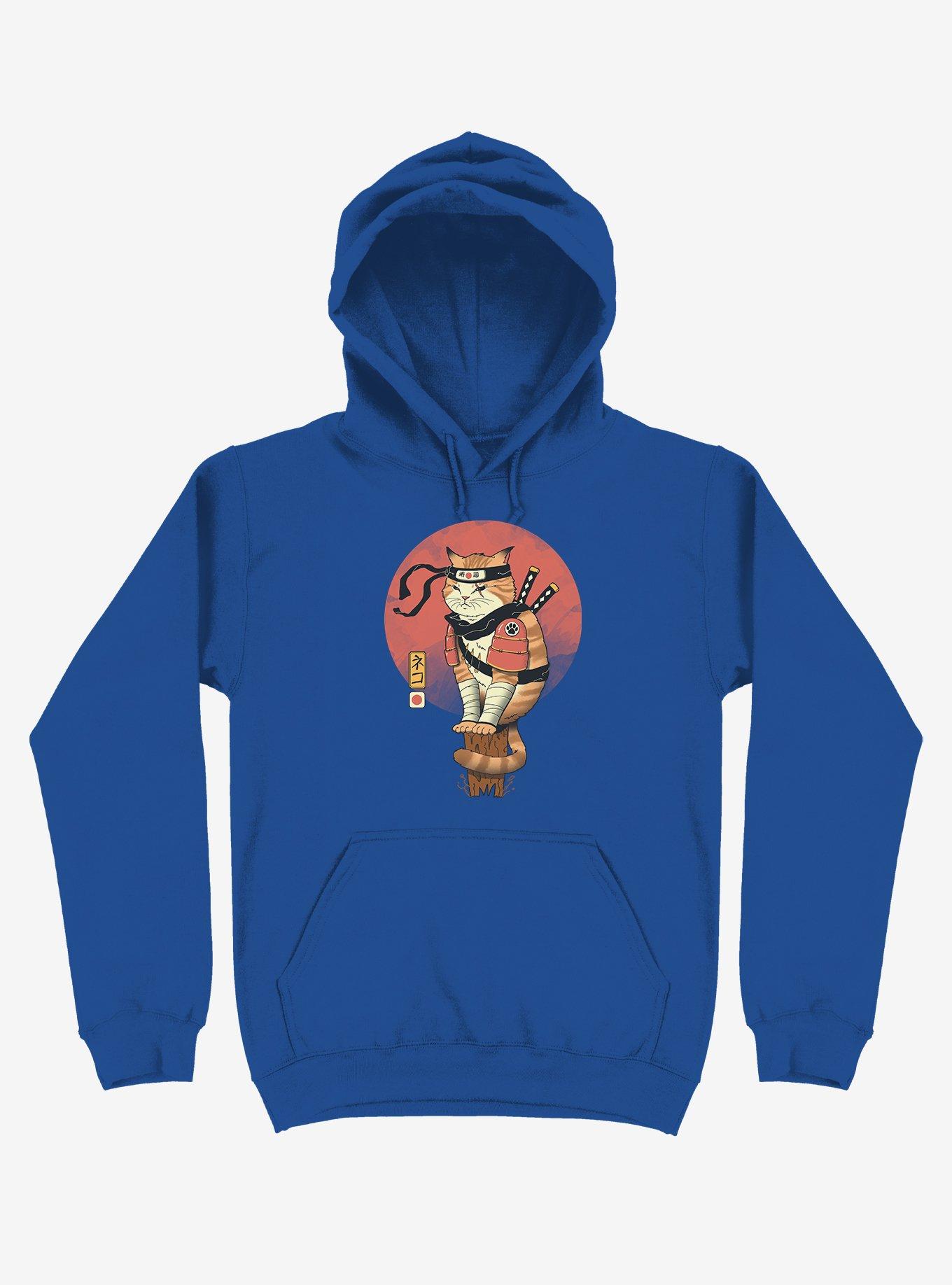 Orange Shinobi Cat Royal Blue Hoodie, , hi-res