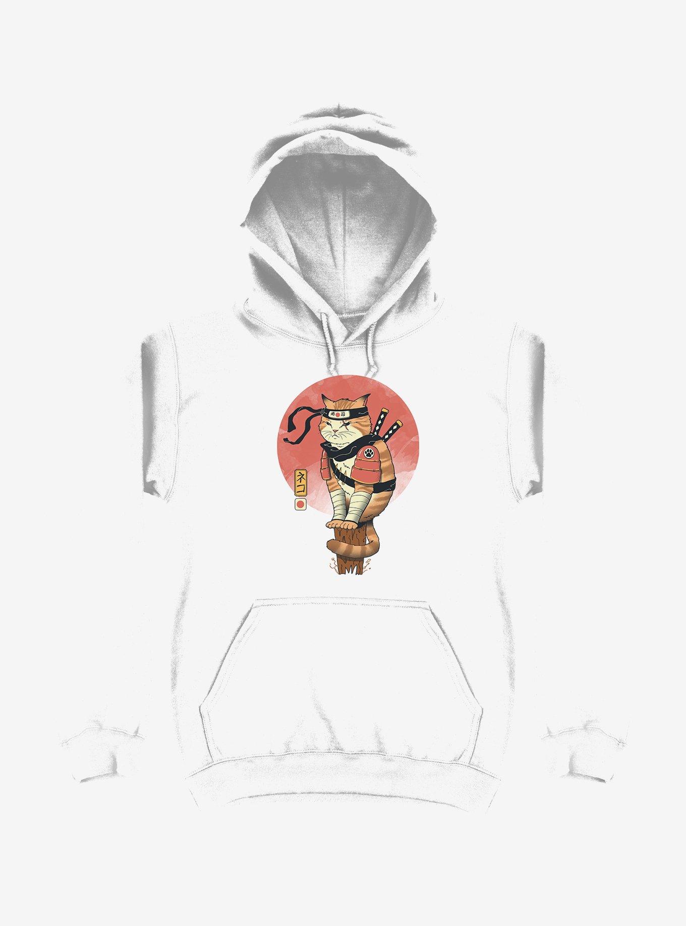 Orange Shinobi Cat White Hoodie, , hi-res