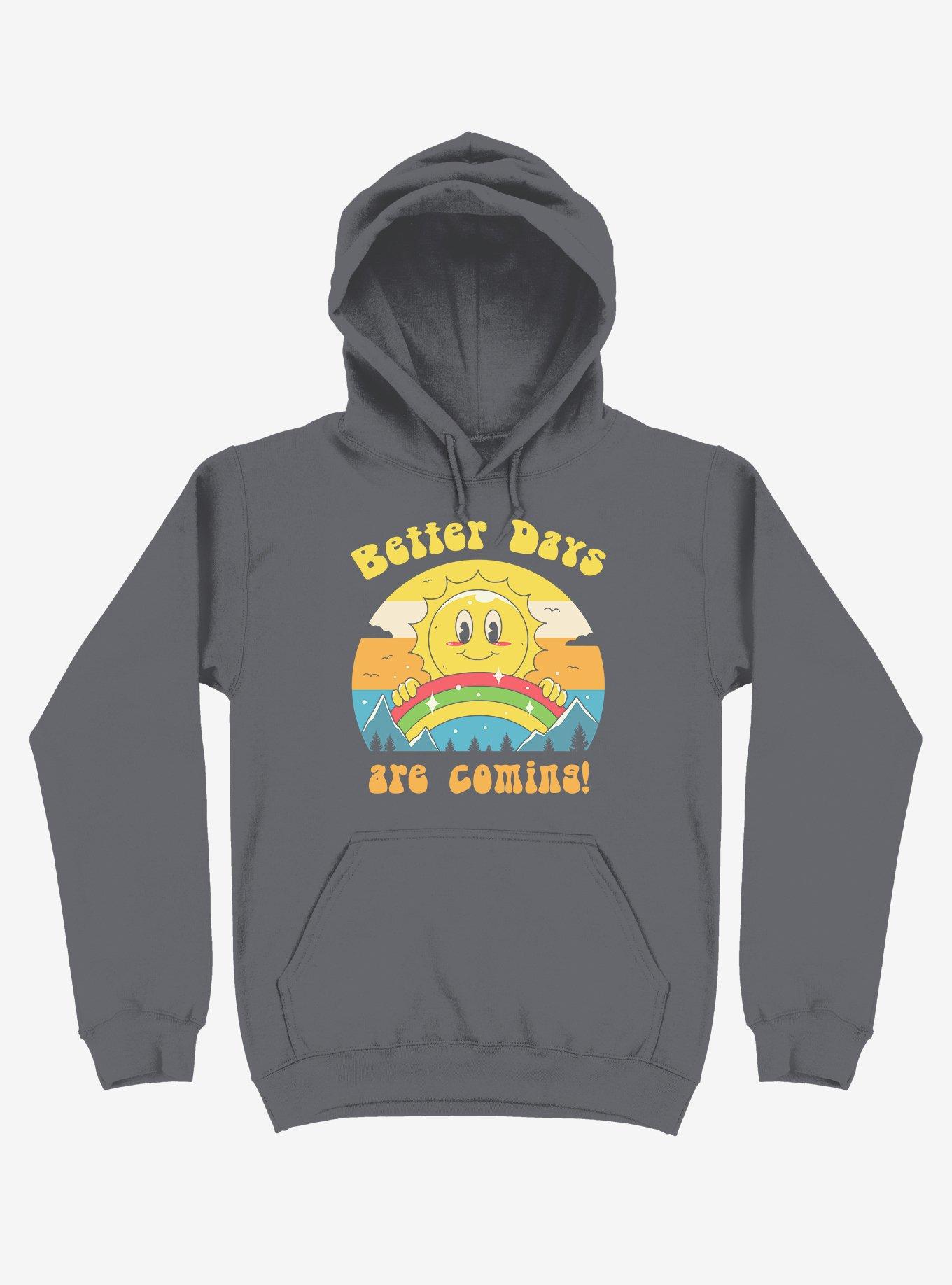 Rainbow Sun Better Days Are Coming Asphalt Grey Hoodie, ASPHALT, hi-res