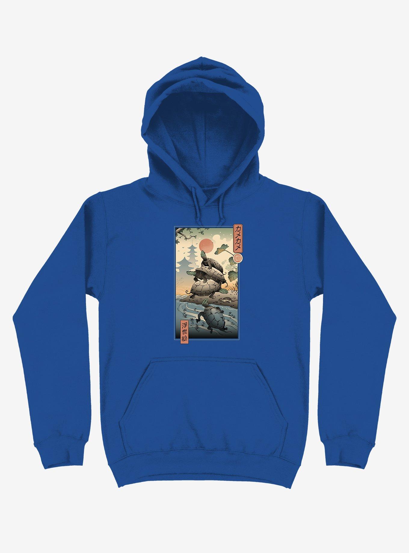 Turtle Stream Kame Kame Ukiyo-e Royal Blue Hoodie, ROYAL, hi-res