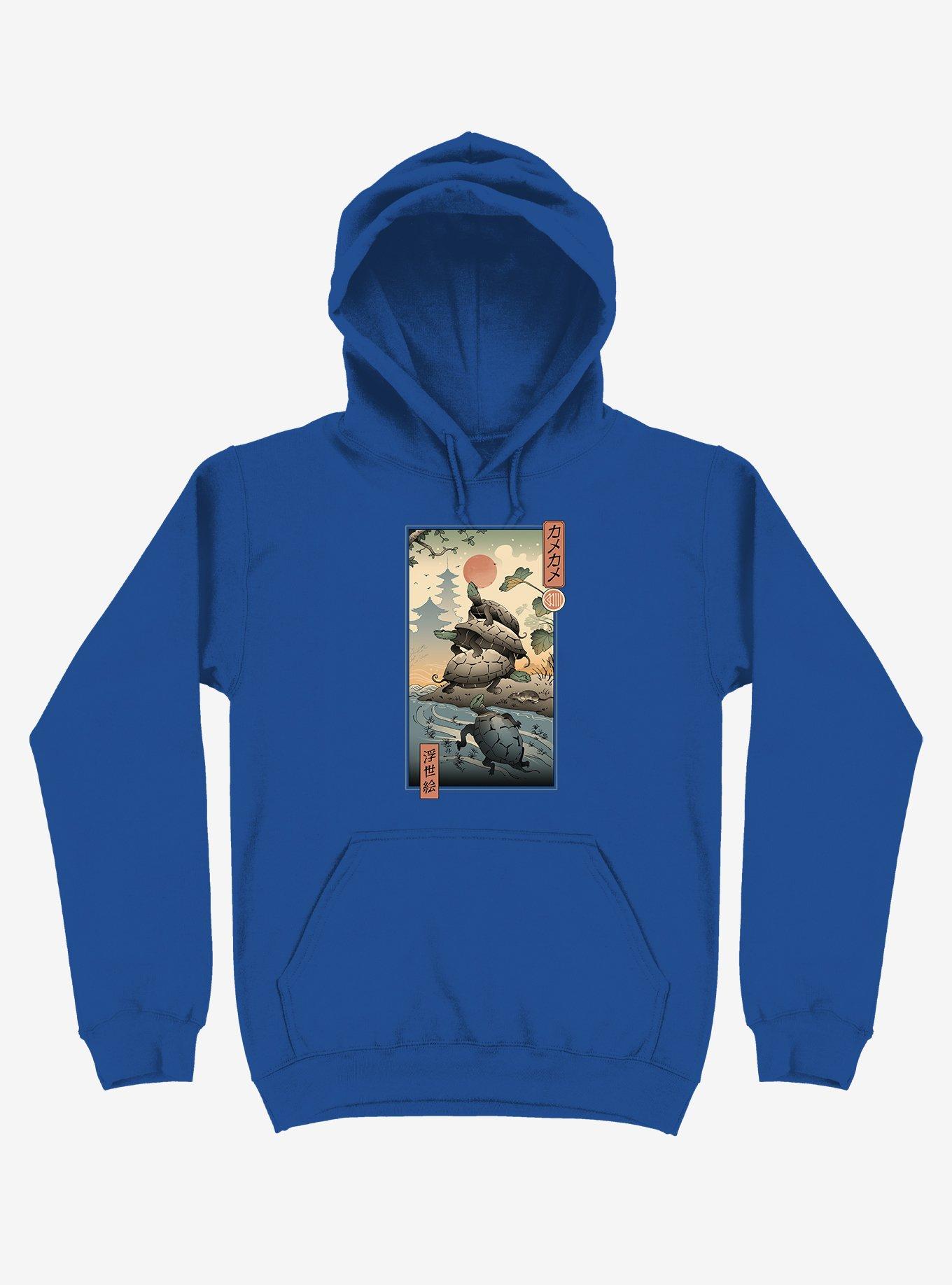 Turtle Stream Kame Kame Ukiyo-e Royal Blue Hoodie, , hi-res