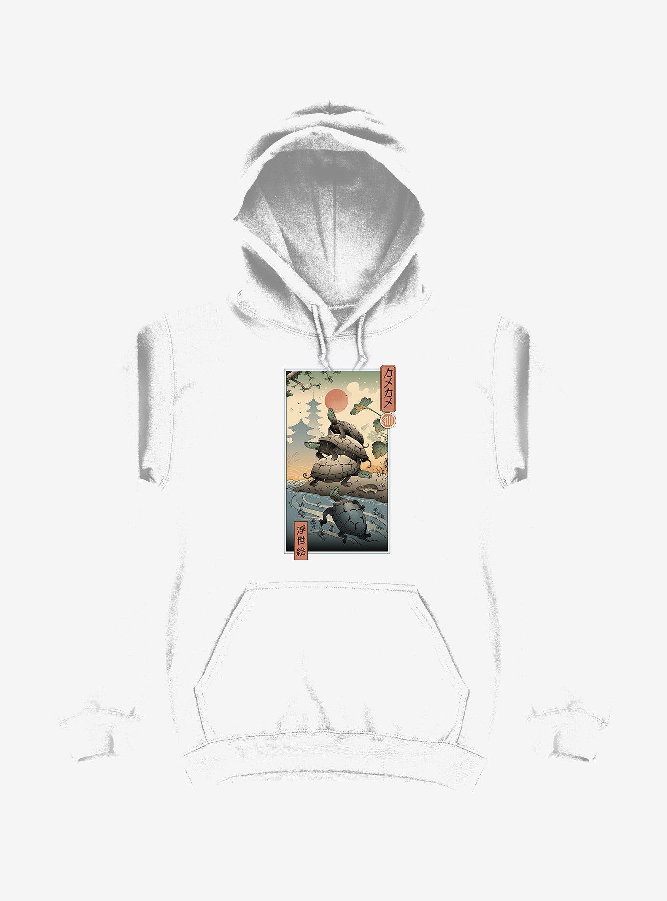 Turtle Stream Kame Kame Ukiyo-e White Hoodie, , hi-res