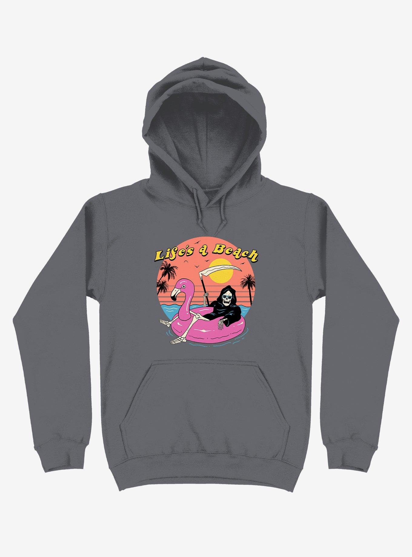 Life's A Beach! Grim Reaper Asphalt Grey Hoodie, ASPHALT, hi-res