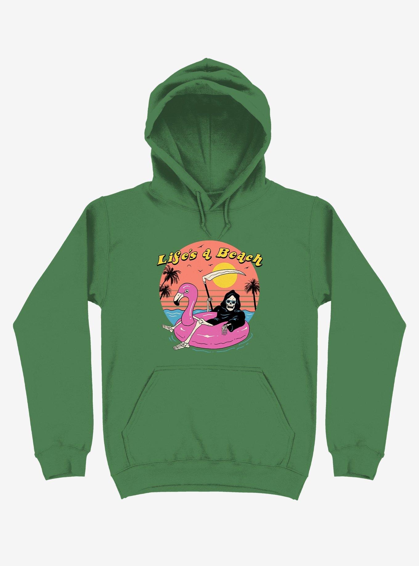 Life's A Beach! Grim Reaper Kelly Green Hoodie, KELLY GREEN, hi-res