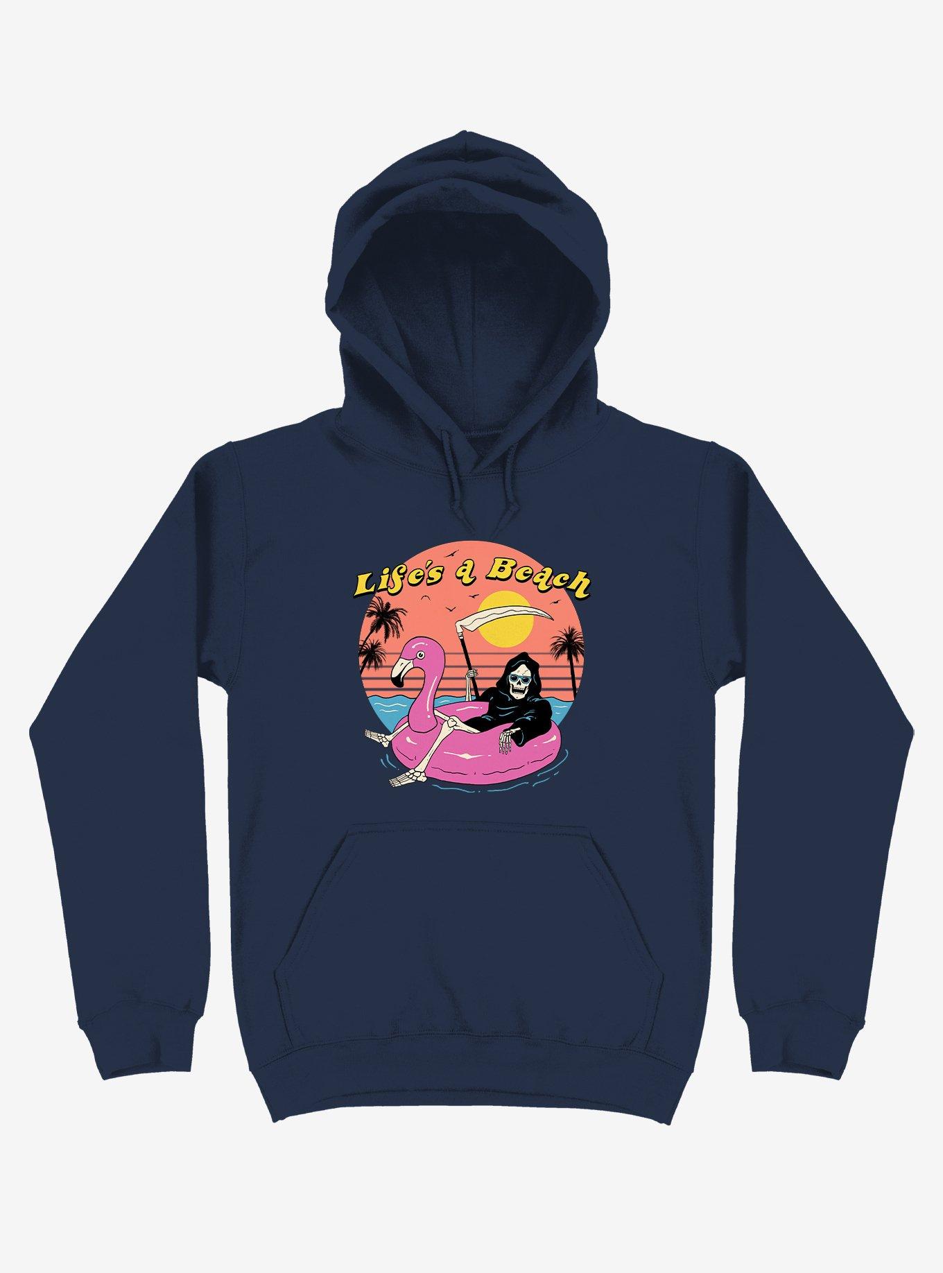 Life's A Beach! Grim Reaper Navy Blue Hoodie, , hi-res