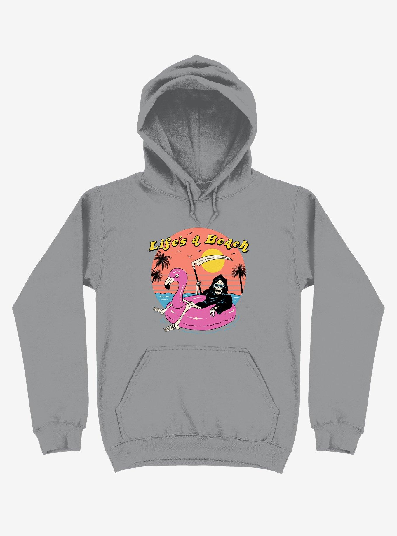 Life's A Beach! Grim Reaper Asphalt Grey Hoodie, SILVER, hi-res