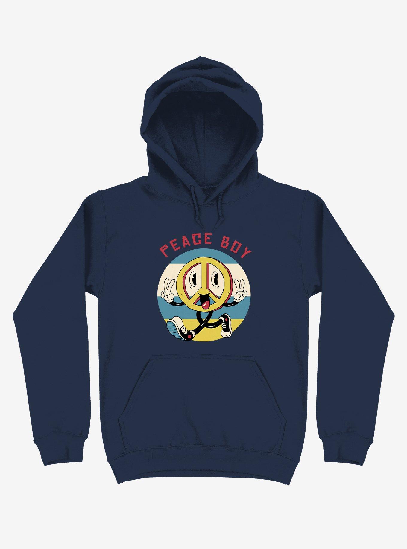 Peace Maker Peace Boy Navy Blue Hoodie, NAVY, hi-res
