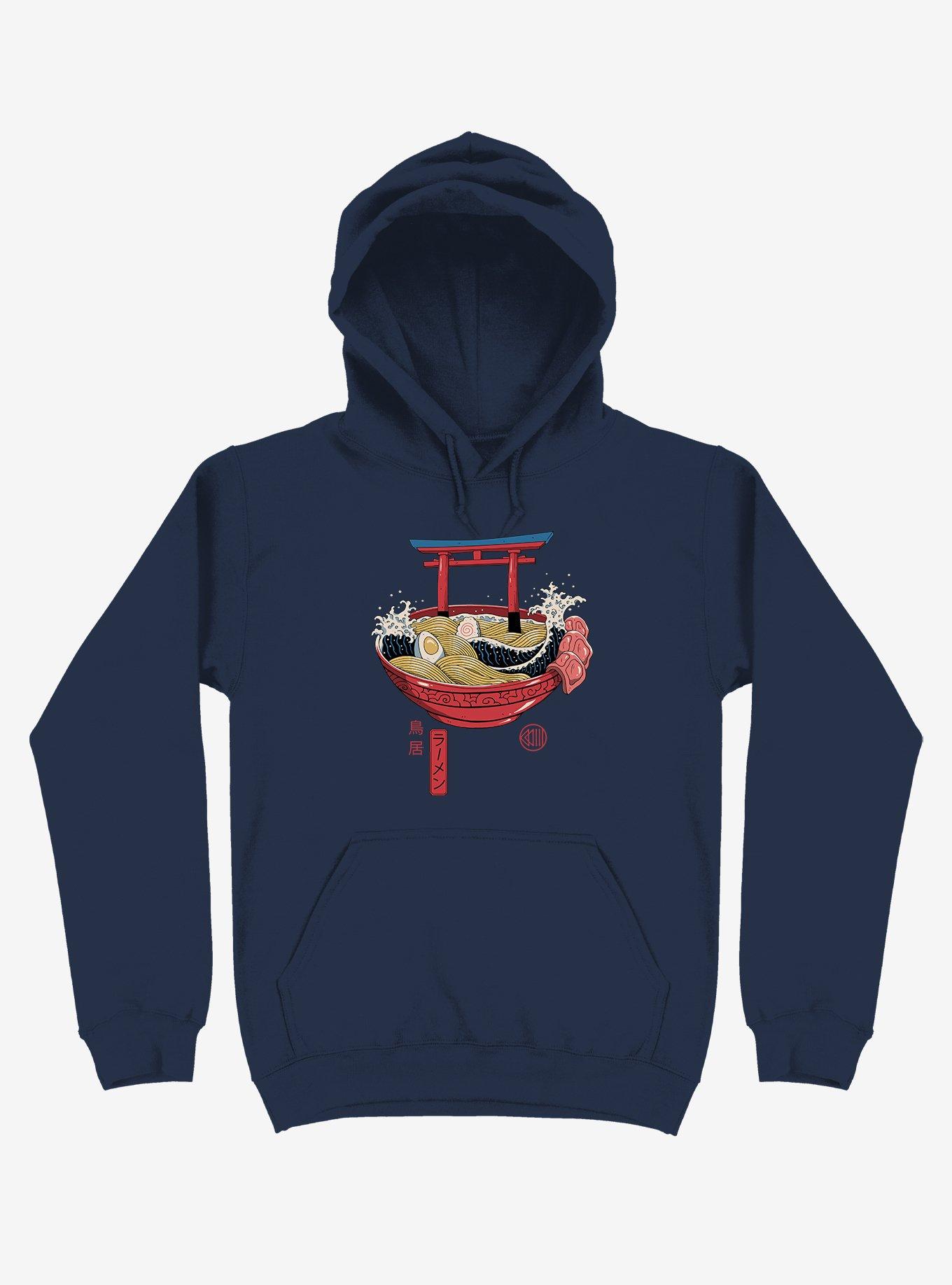 Sacred Ramen Ocean Navy Blue Hoodie, NAVY, hi-res