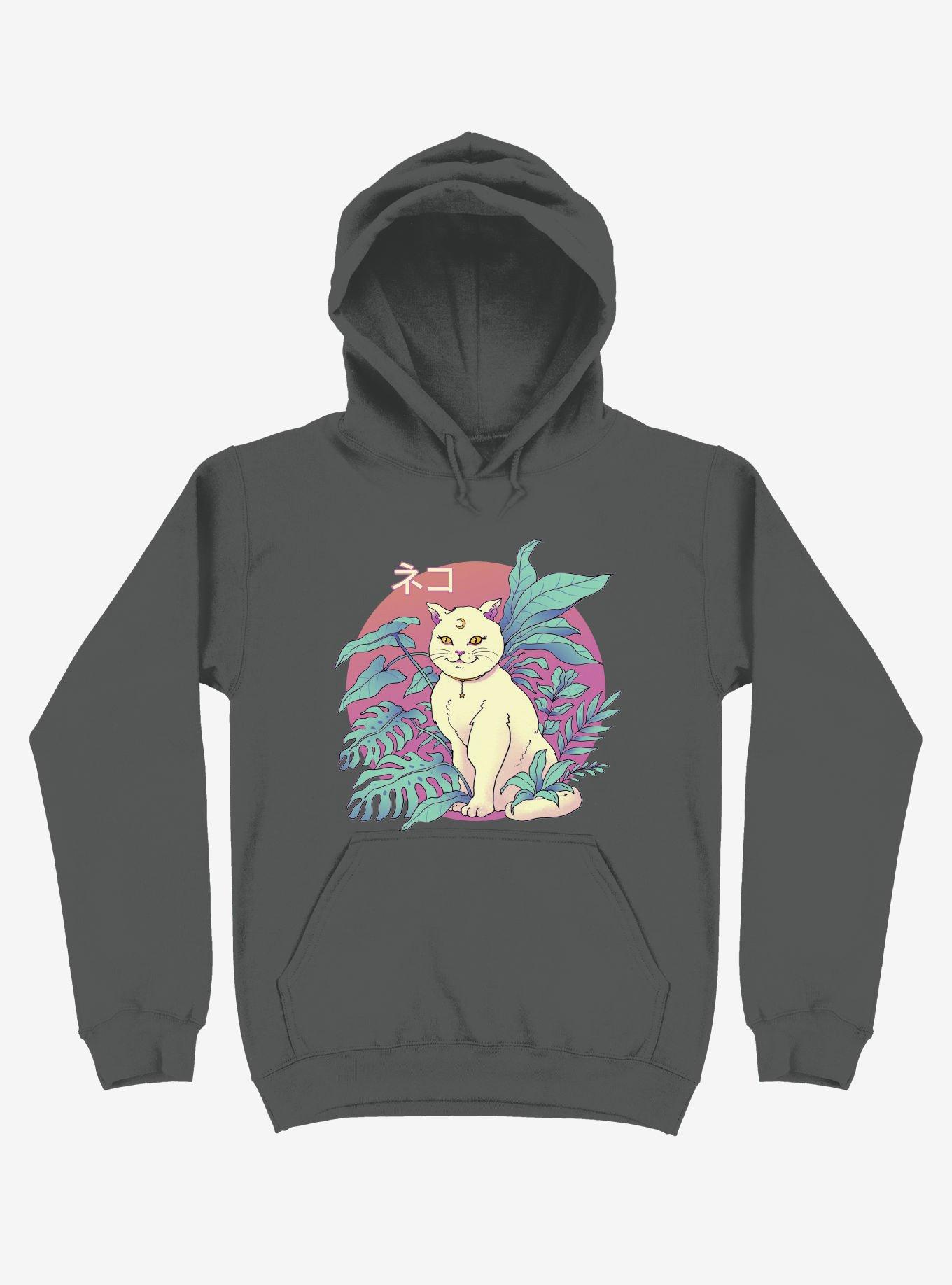 Leaves Vapor Cat Asphalt Grey Hoodie, , hi-res