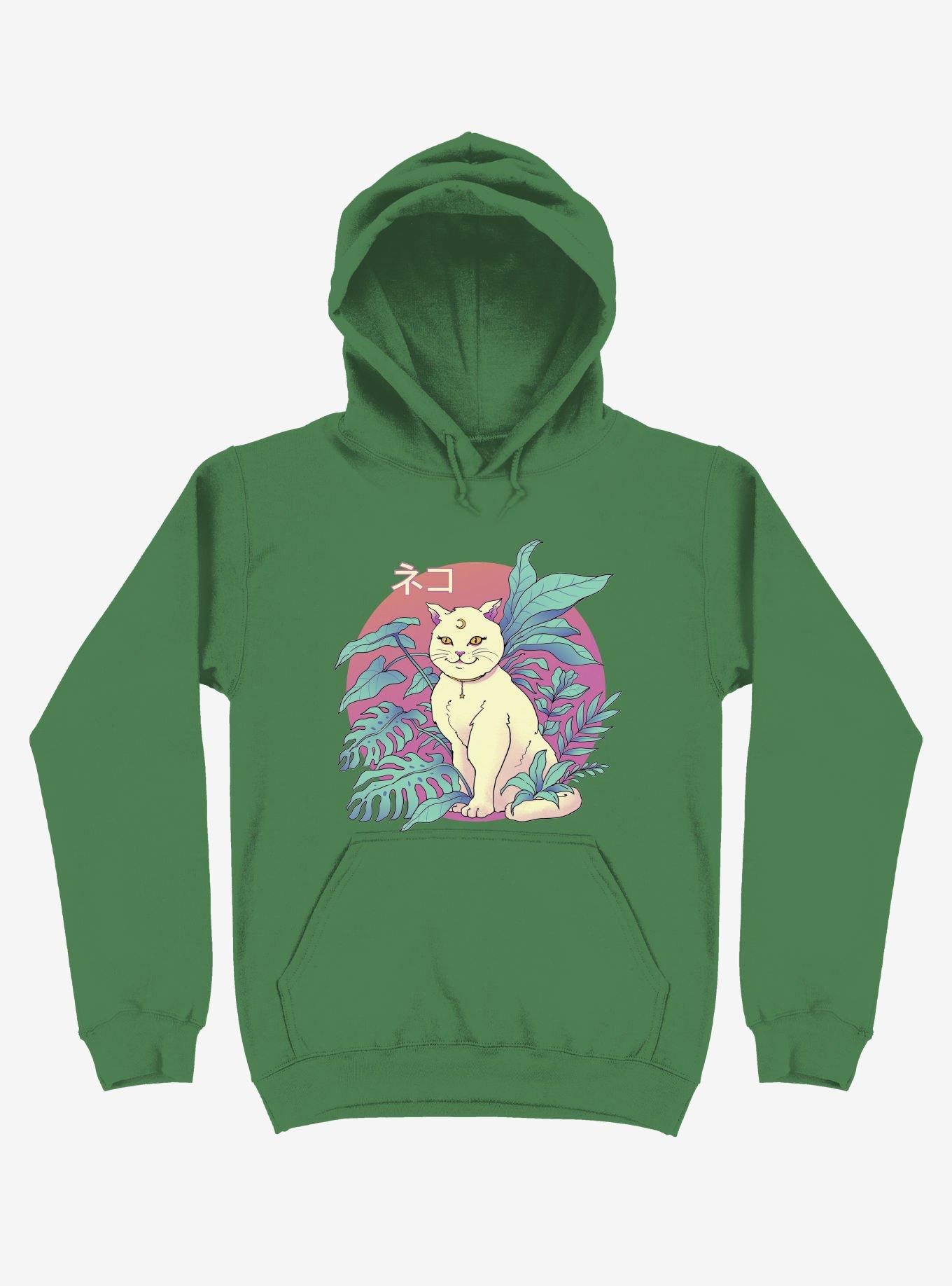 Leaves Vapor Cat Kelly Green Hoodie, , hi-res