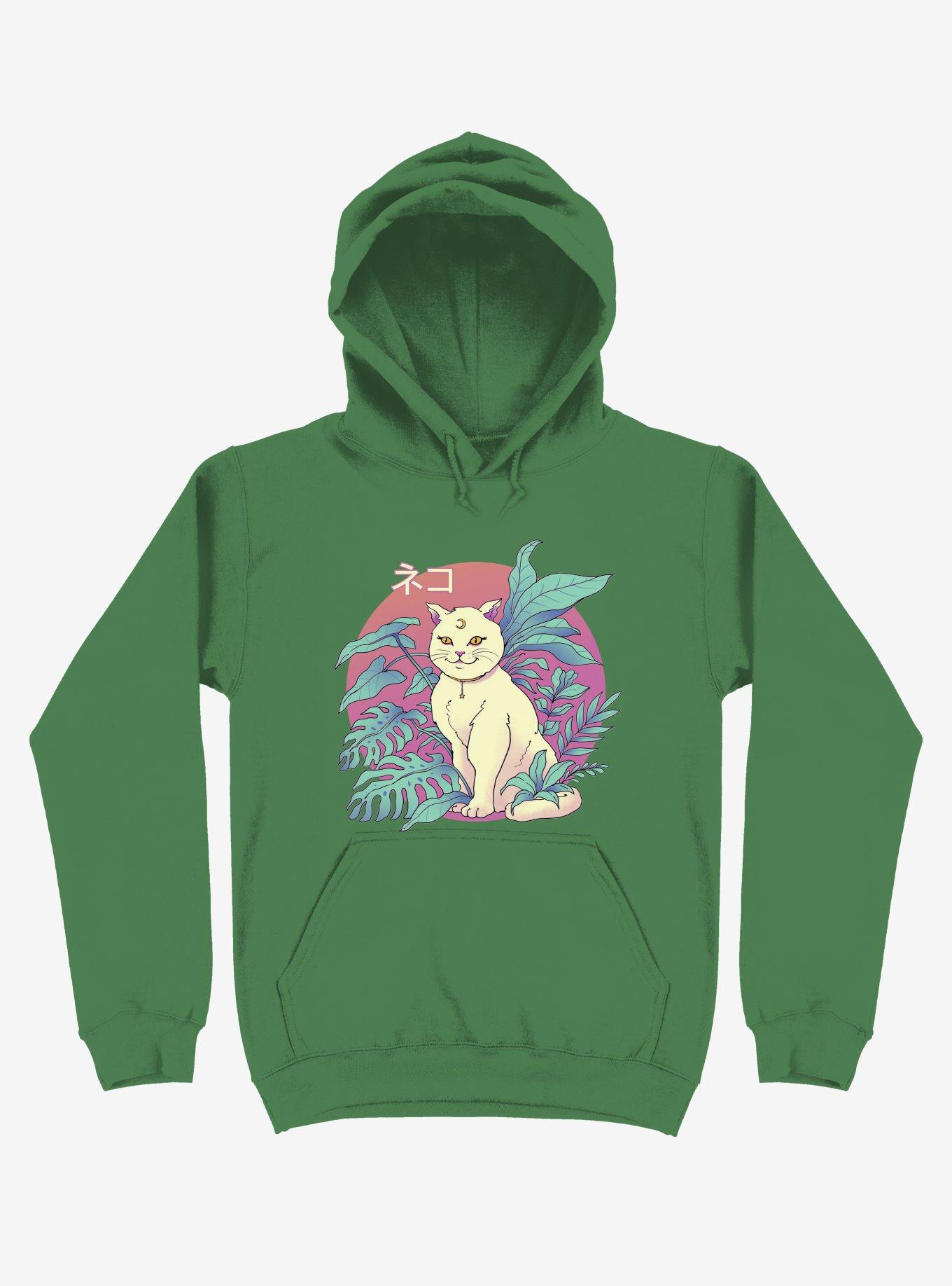 Leaves Vapor Cat Kelly Green Hoodie, , hi-res