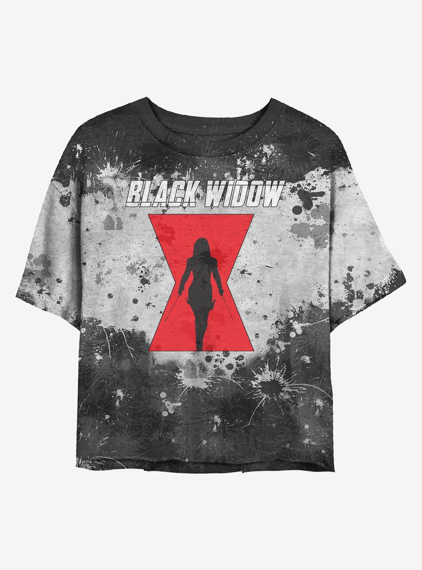Marvel Black Widow Logo Wash Girls Crop T-Shirt, , hi-res