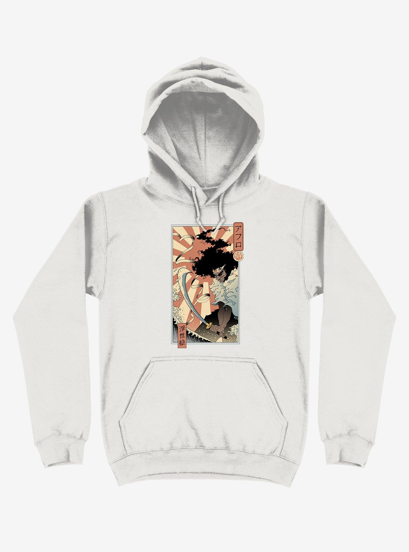 Samurai Sword Ocean Ukiyo-e White Hoodie