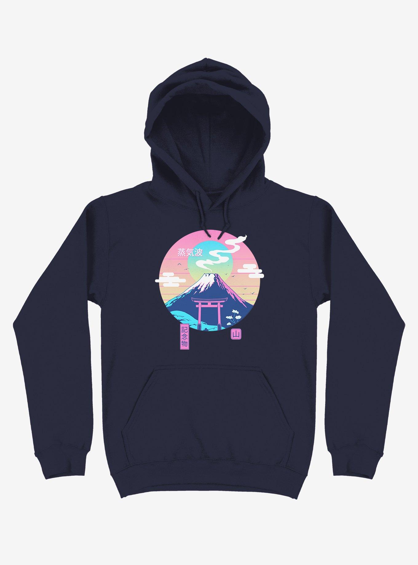 Fuji Wave Navy Blue Hoodie, NAVY, hi-res