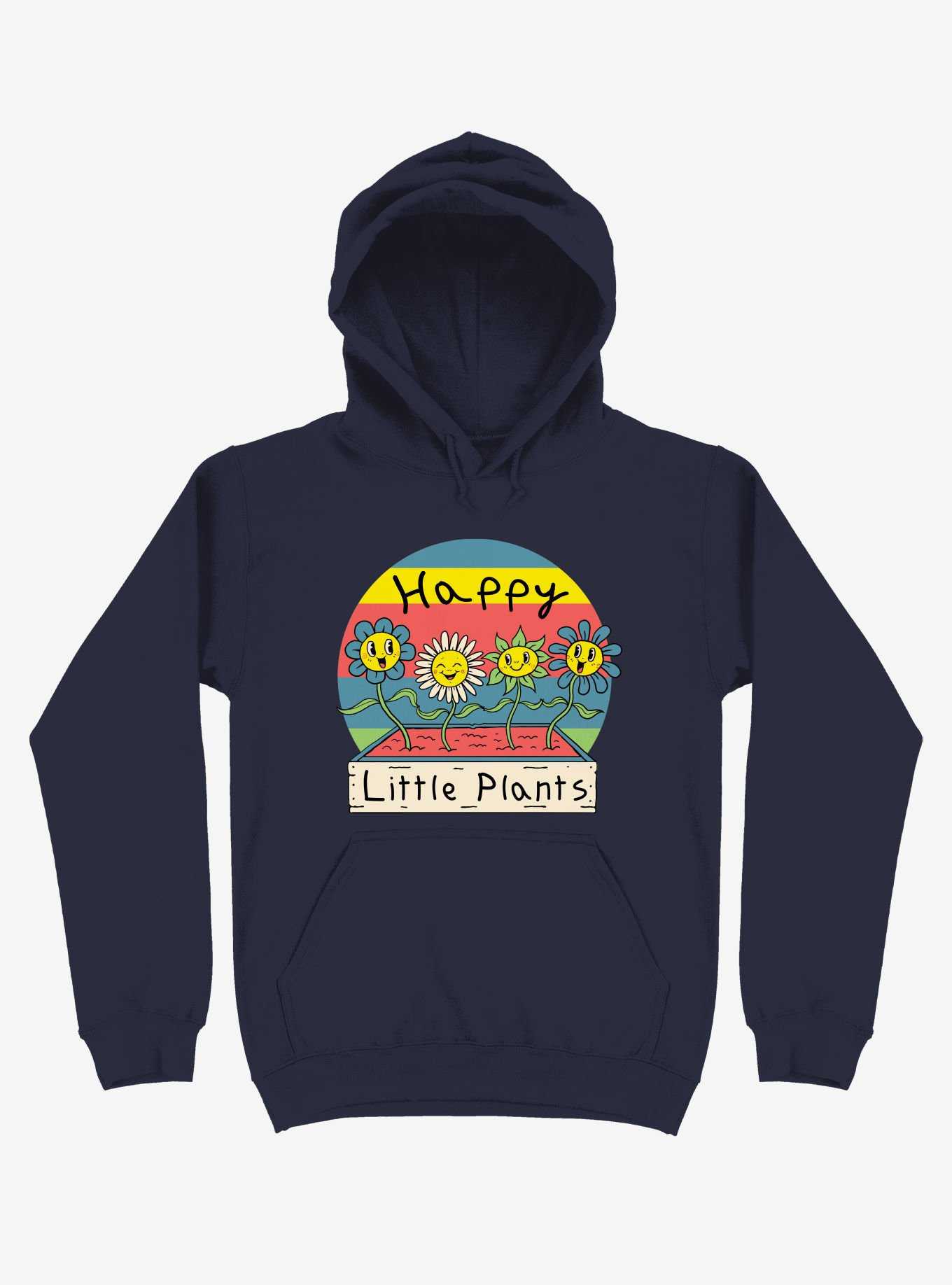 Happy Little Plants Navy Blue Hoodie, , hi-res