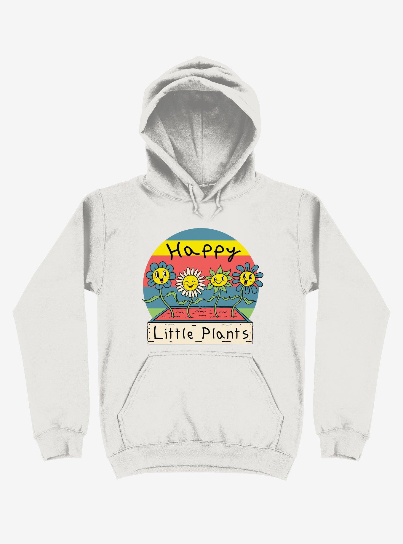 Happy Little Plants White Hoodie, WHITE, hi-res
