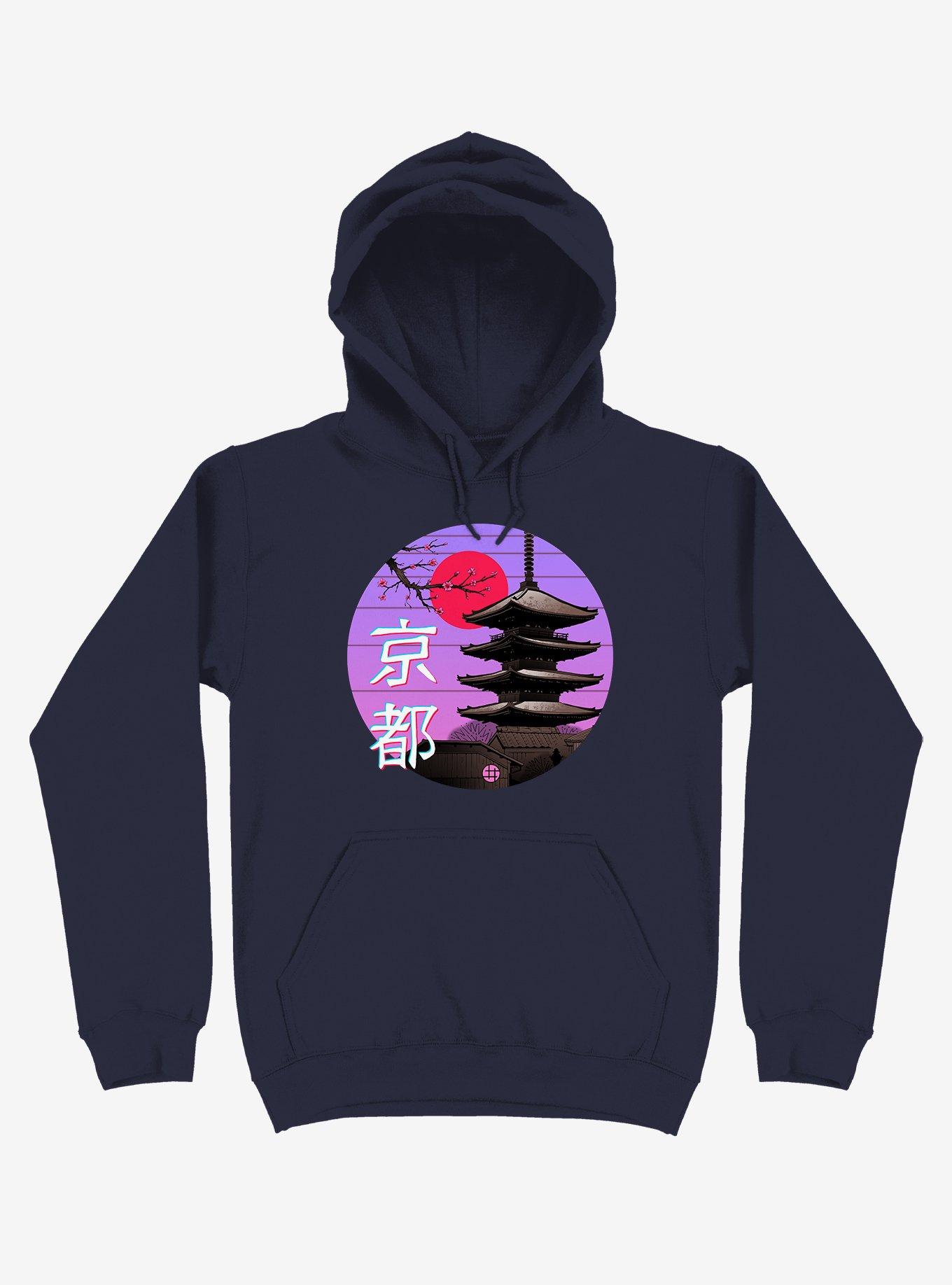 Kyoto Wave Navy Blue Hoodie, , hi-res
