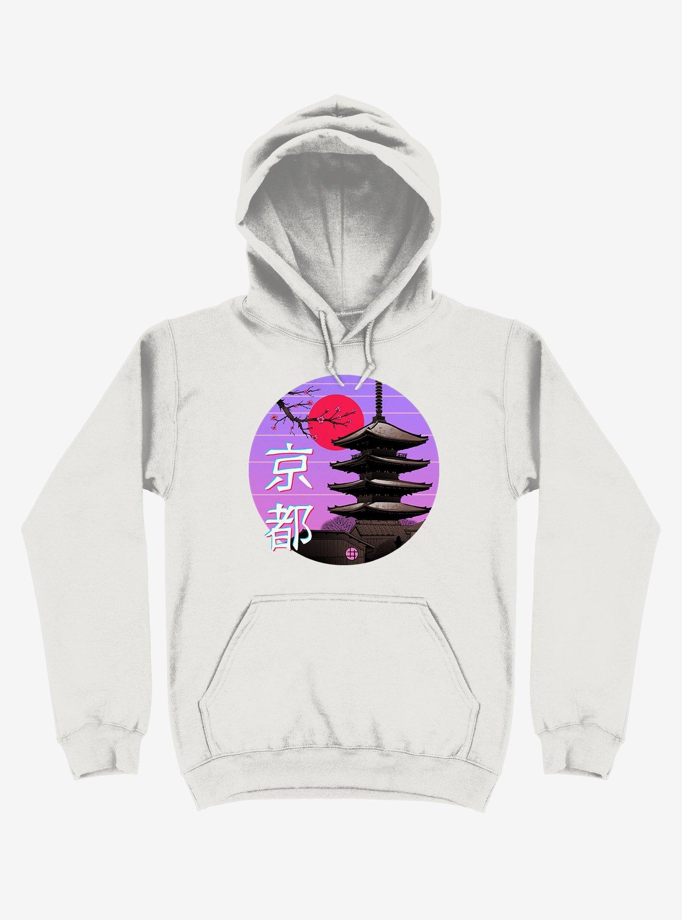 Kyoto Wave White Hoodie, WHITE, hi-res
