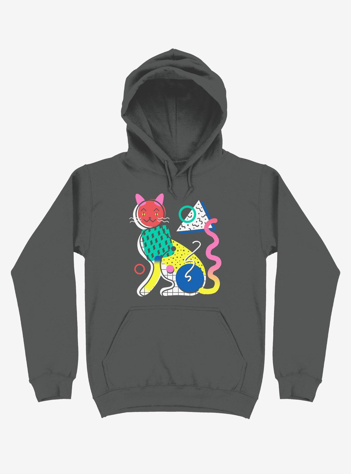 Memphis Cat Design Asphalt Grey Hoodie, , hi-res