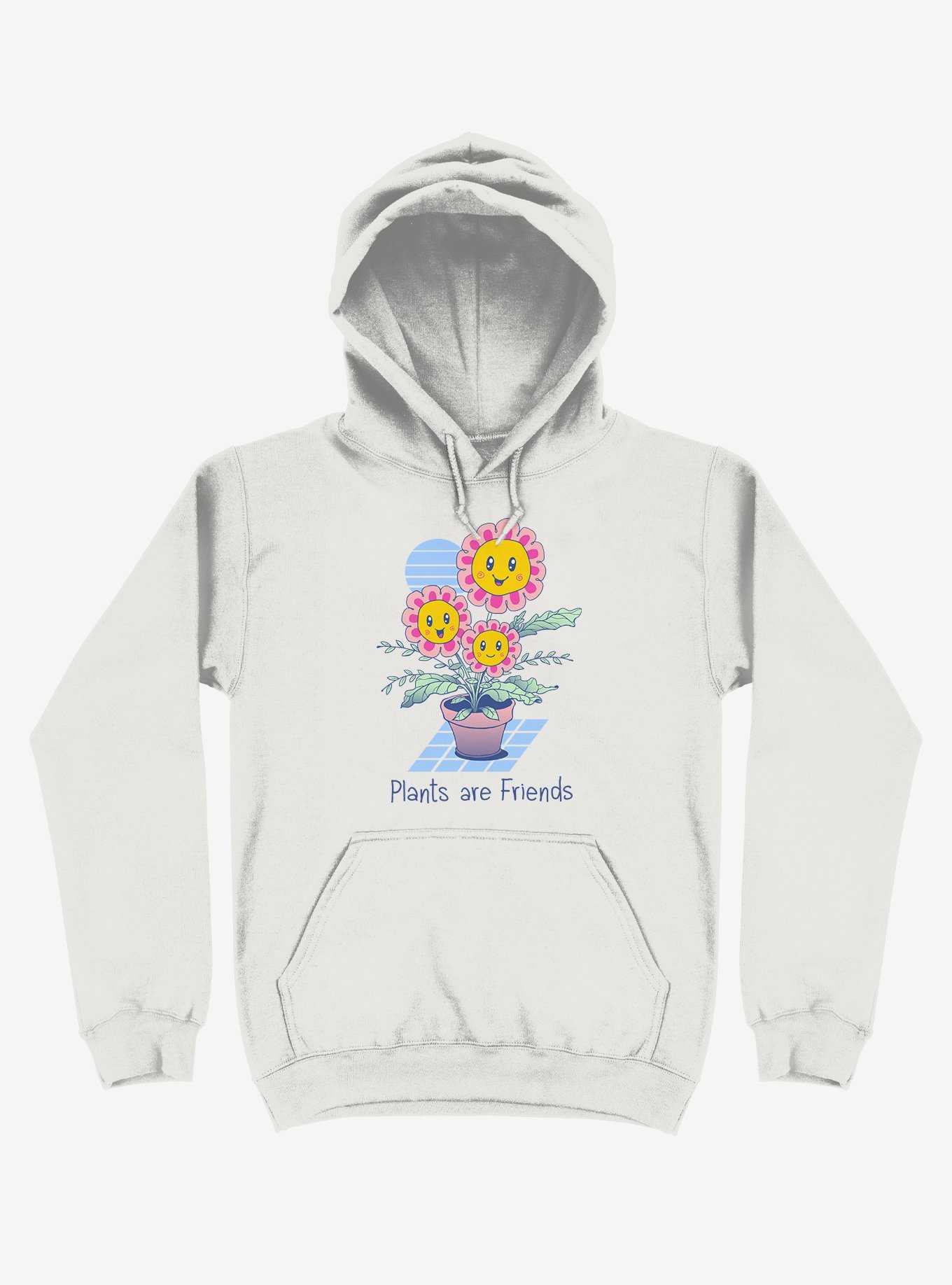 Plants Are Friends! Happy Flowers White Hoodie, , hi-res