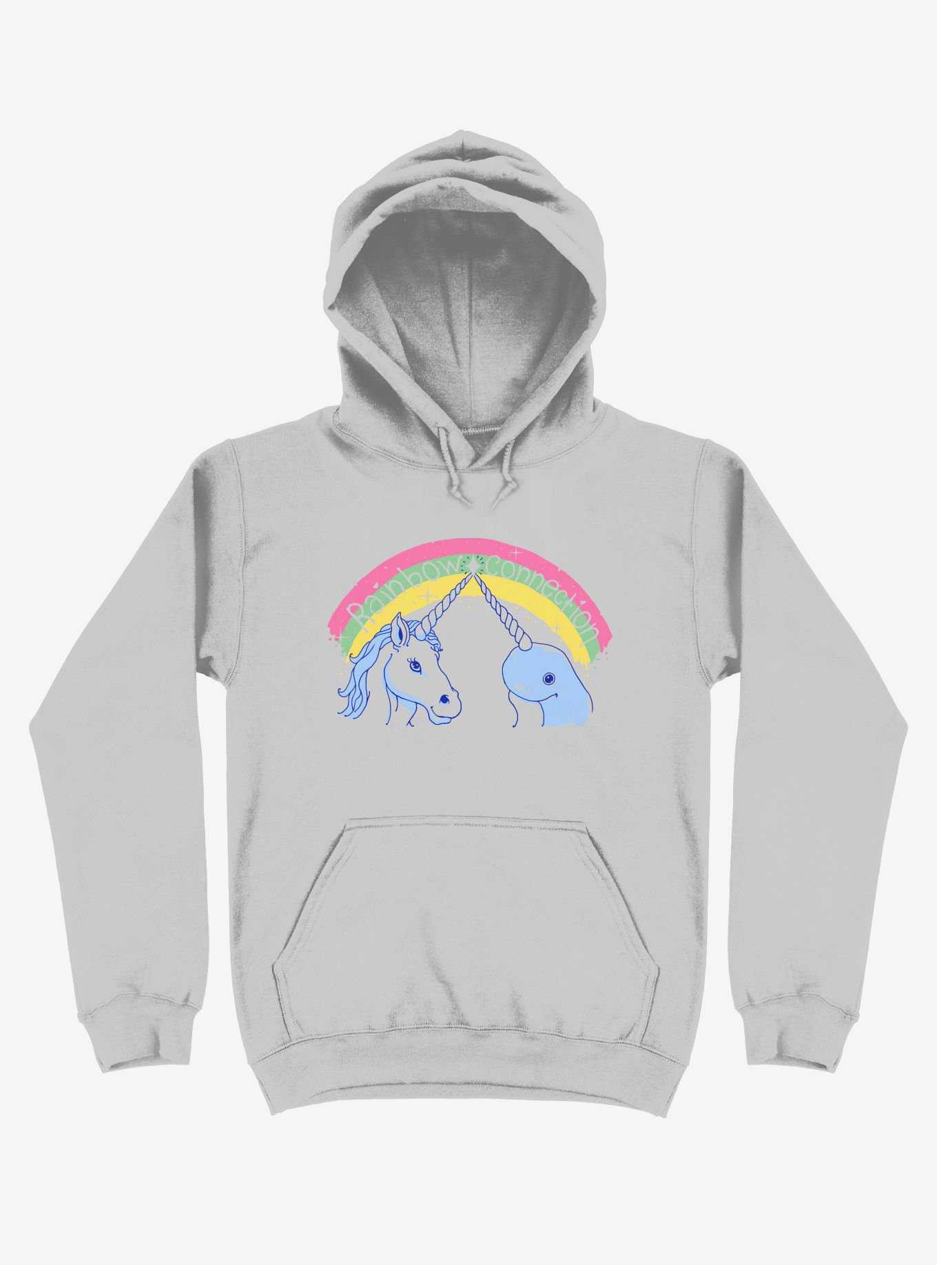 Rainbow Connection Unicorn And Narwhal Silver Hoodie, , hi-res